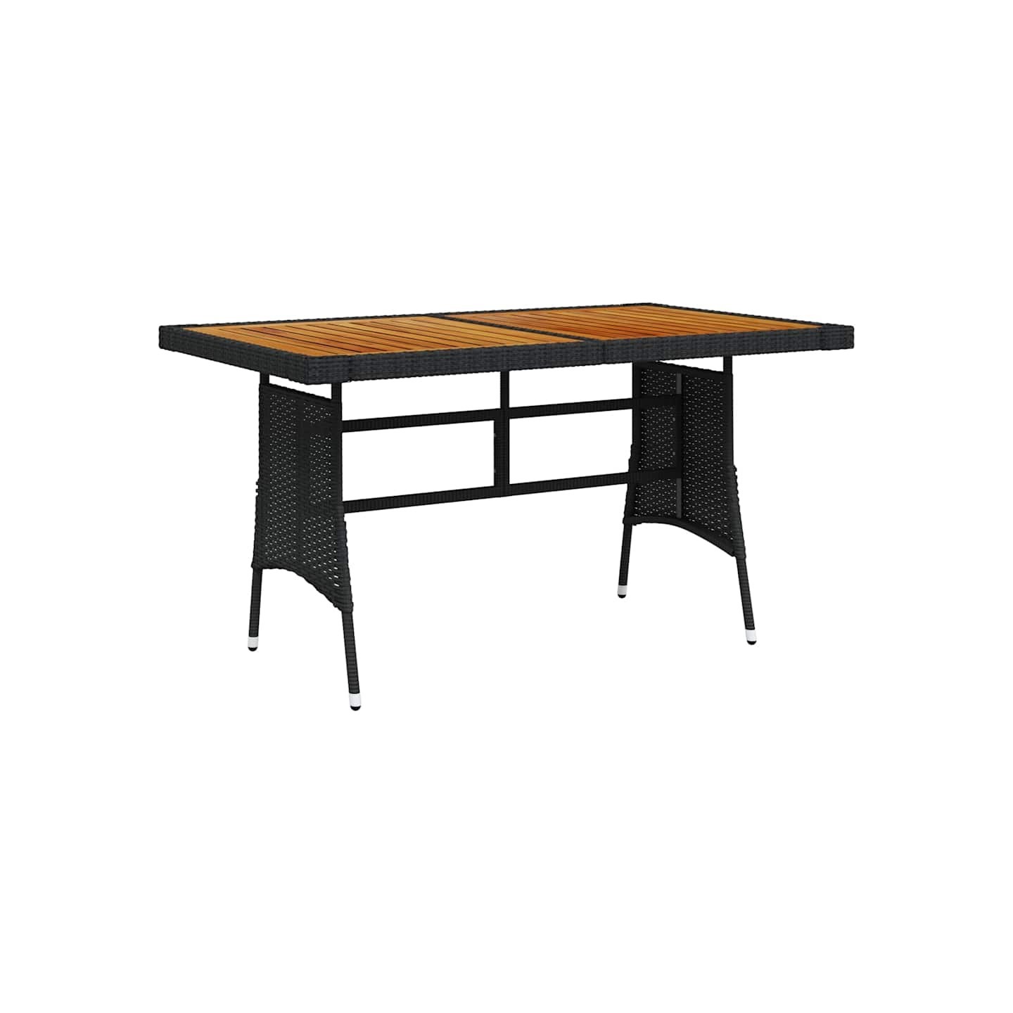 Table de jardin Noir 130x70x72 cm Résine tressée et acacia