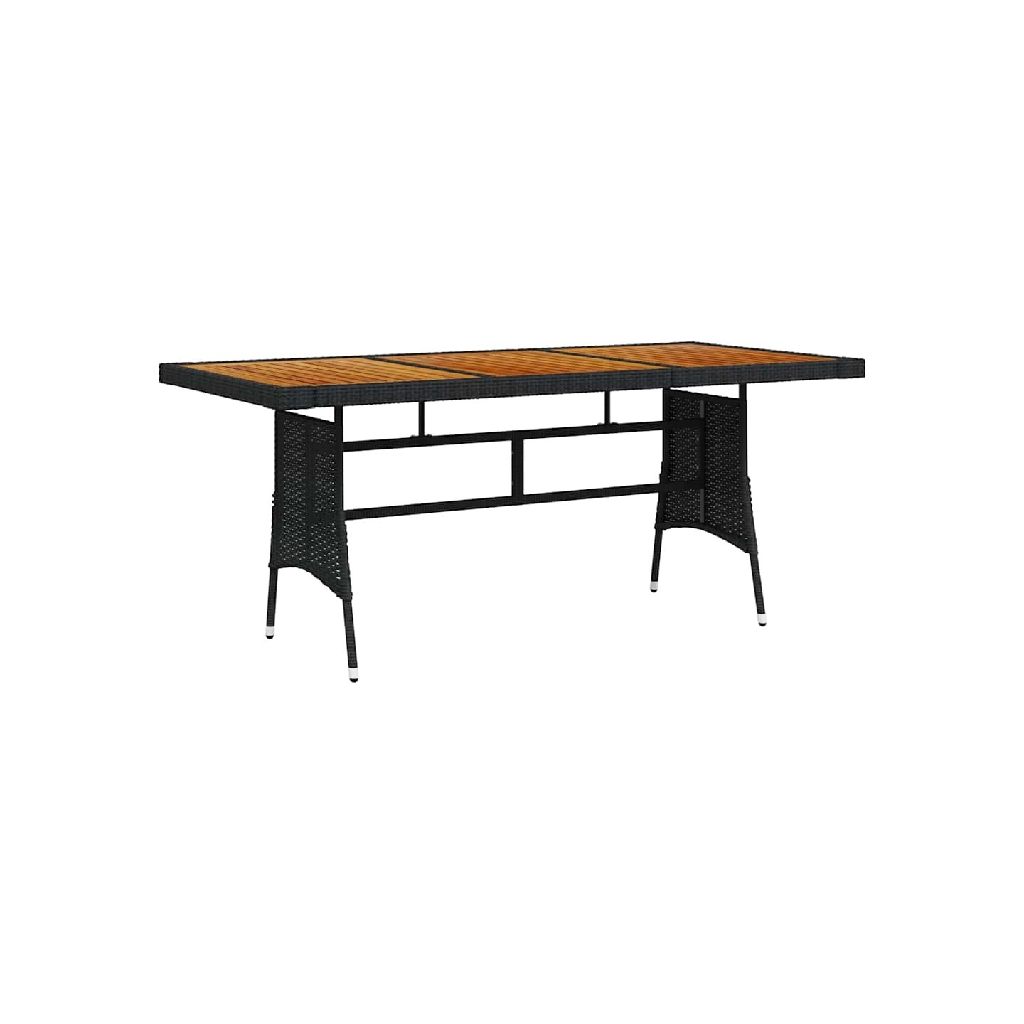 Table de jardin Noir 160x70x72 cm Résine tressée et acacia