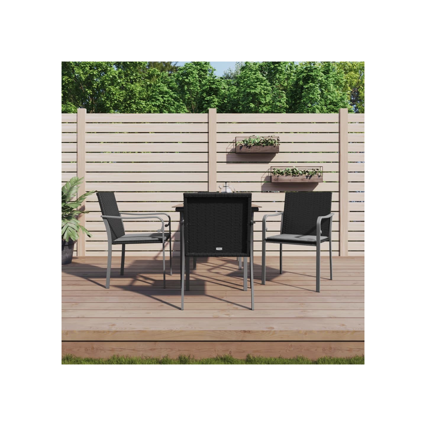 Ensemble à manger de jardin 5 pcs coussins résine tressée acier
