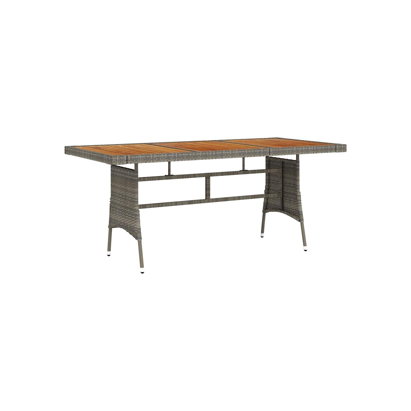 Table de jardin Gris 160x70x72 cm Résine tressée et acacia