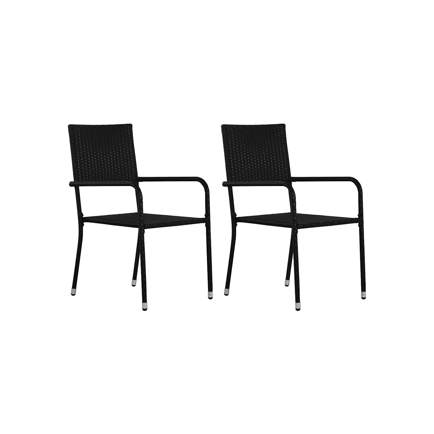 Chaise à dîner de jardin empilable lot de 2 noir résine tressée