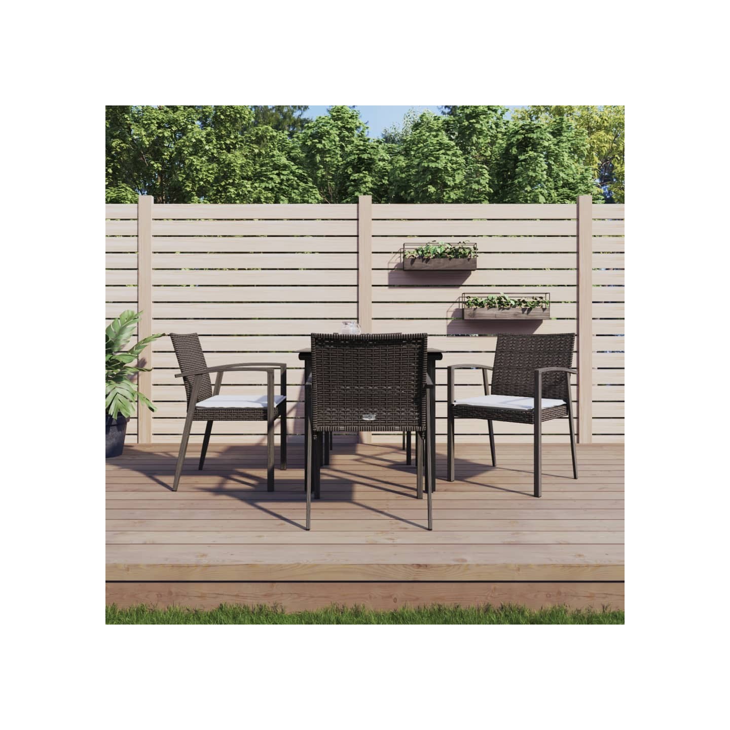 Ensemble à manger de jardin 5 pcs coussins résine tressée acier