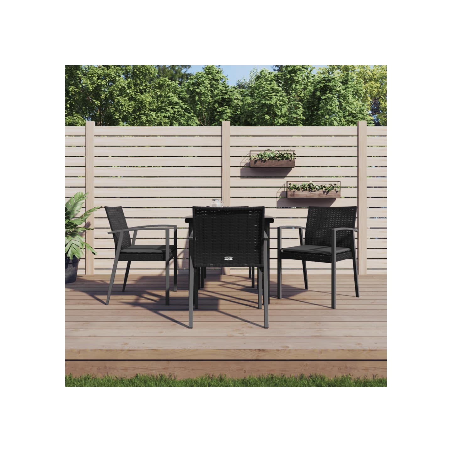 Ensemble à manger de jardin 5 pcs coussins résine tressée acier