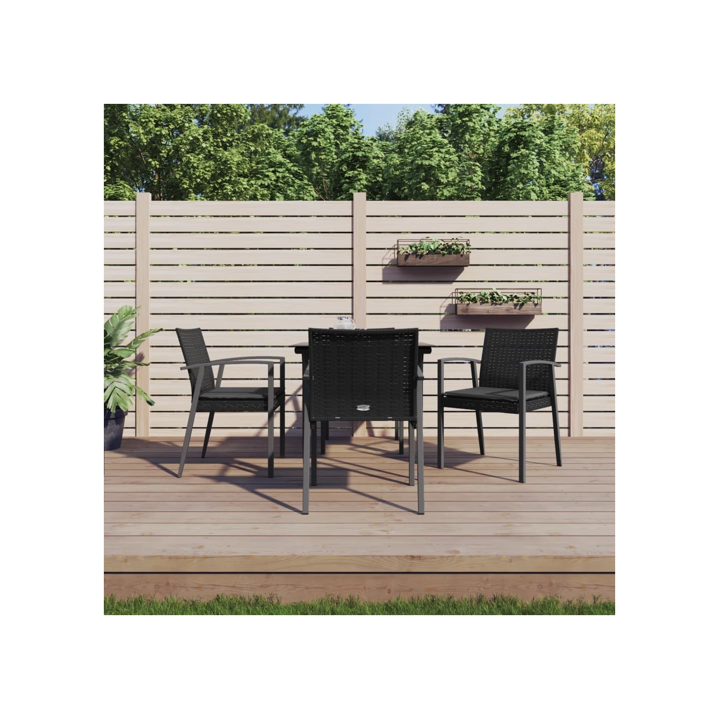 Ensemble à manger de jardin 5 pcs coussins résine tressée acier