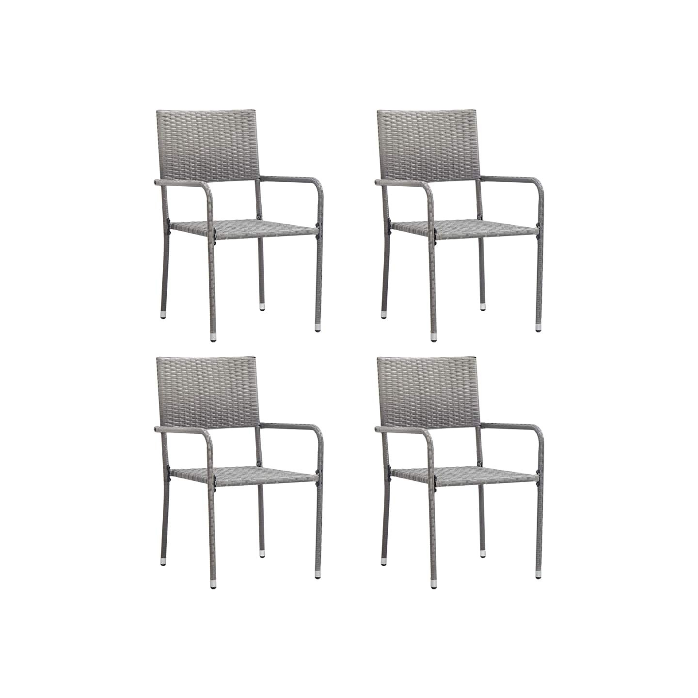 Chaise à dîner de jardin empilable lot de 4 gris résine tressée
