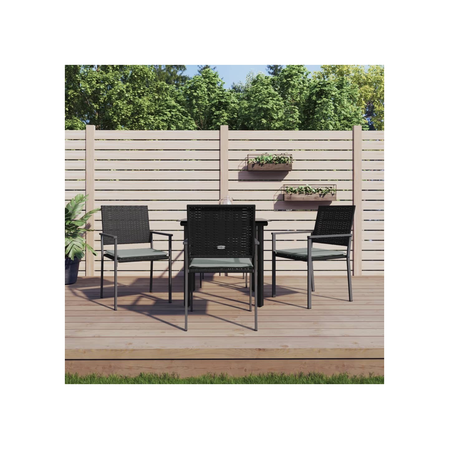 Ensemble à manger de jardin 5 pcs coussins résine tressée acier
