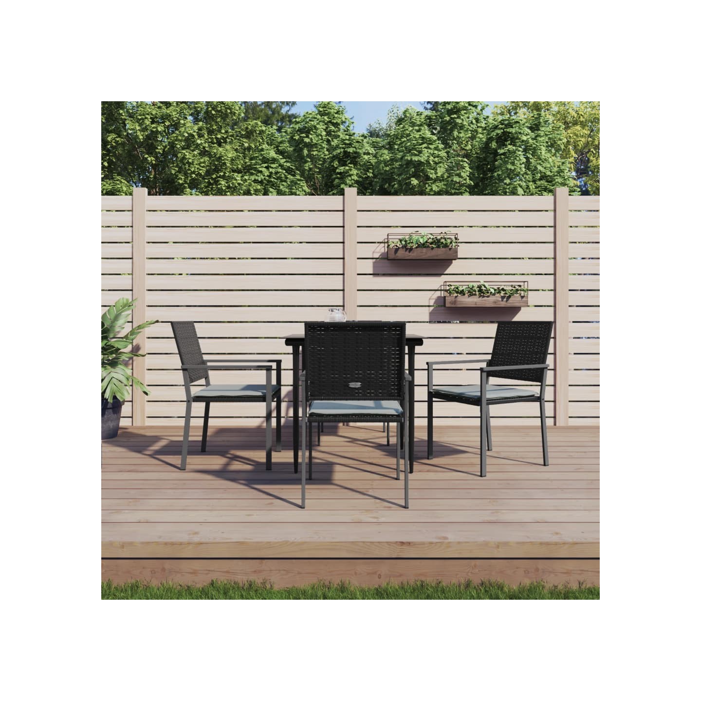 Ensemble à manger de jardin 5 pcs coussins résine tressée acier