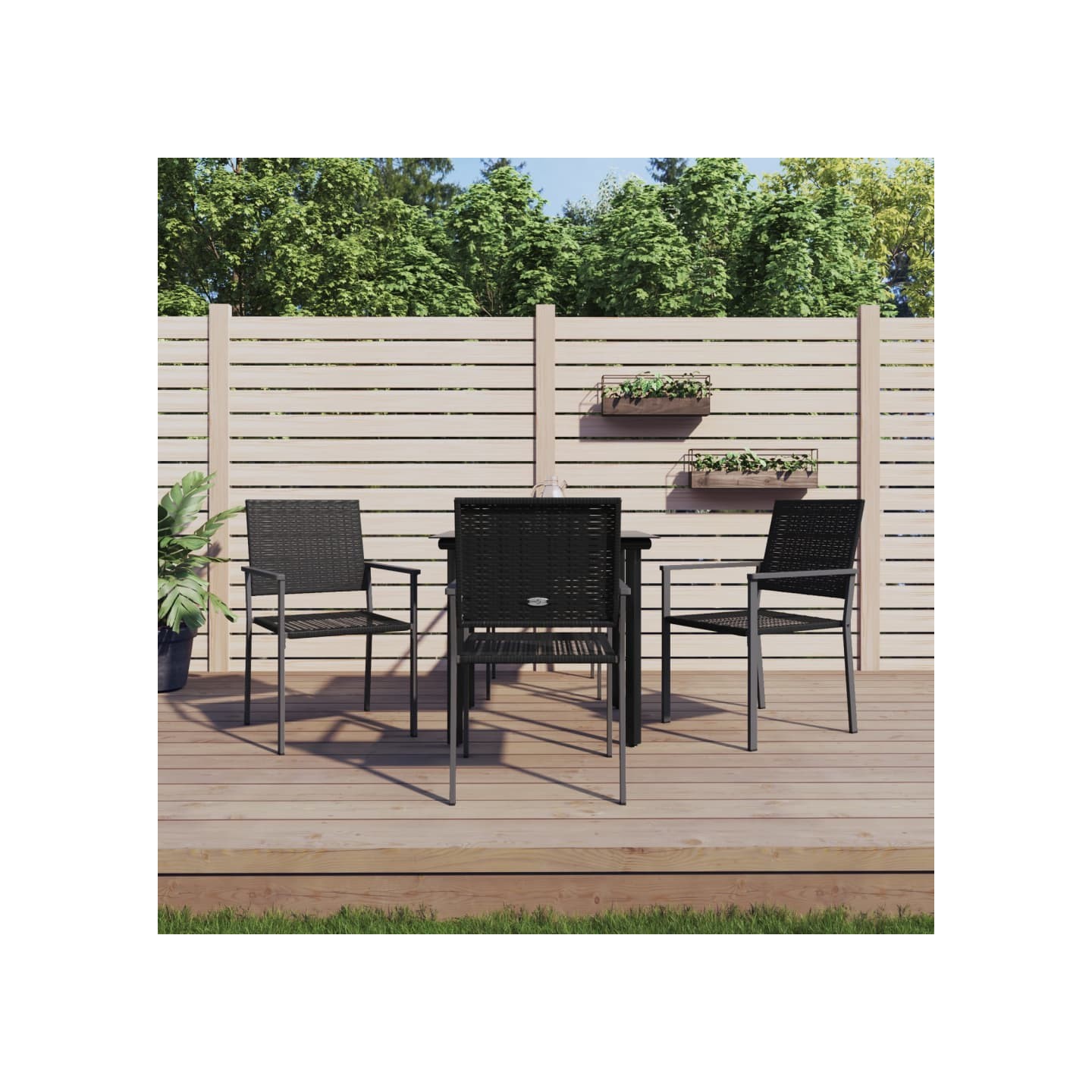 Ensemble à manger de jardin 5 pcs résine tressée acier