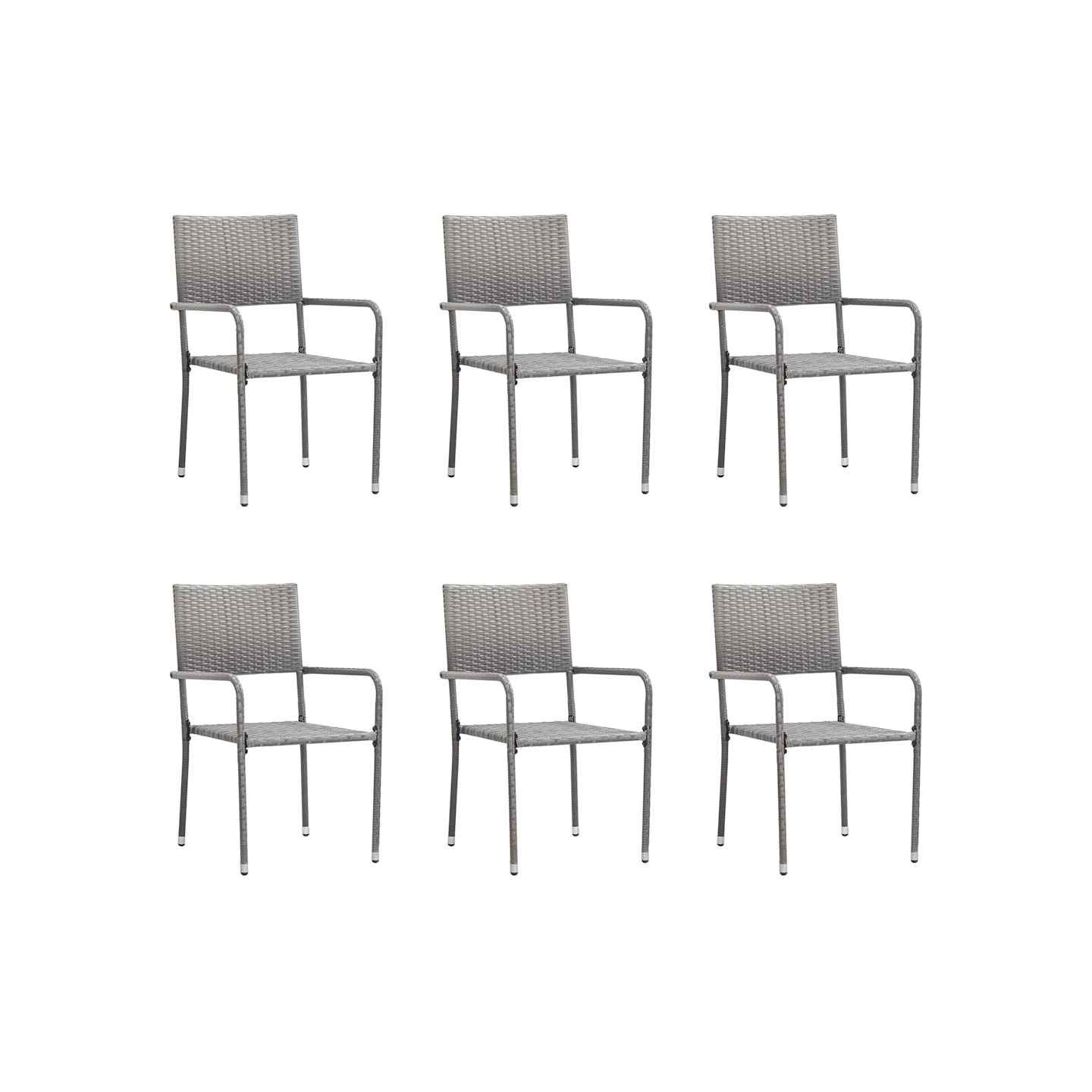 Chaise à dîner de jardin empilable lot de 6 gris résine tressée