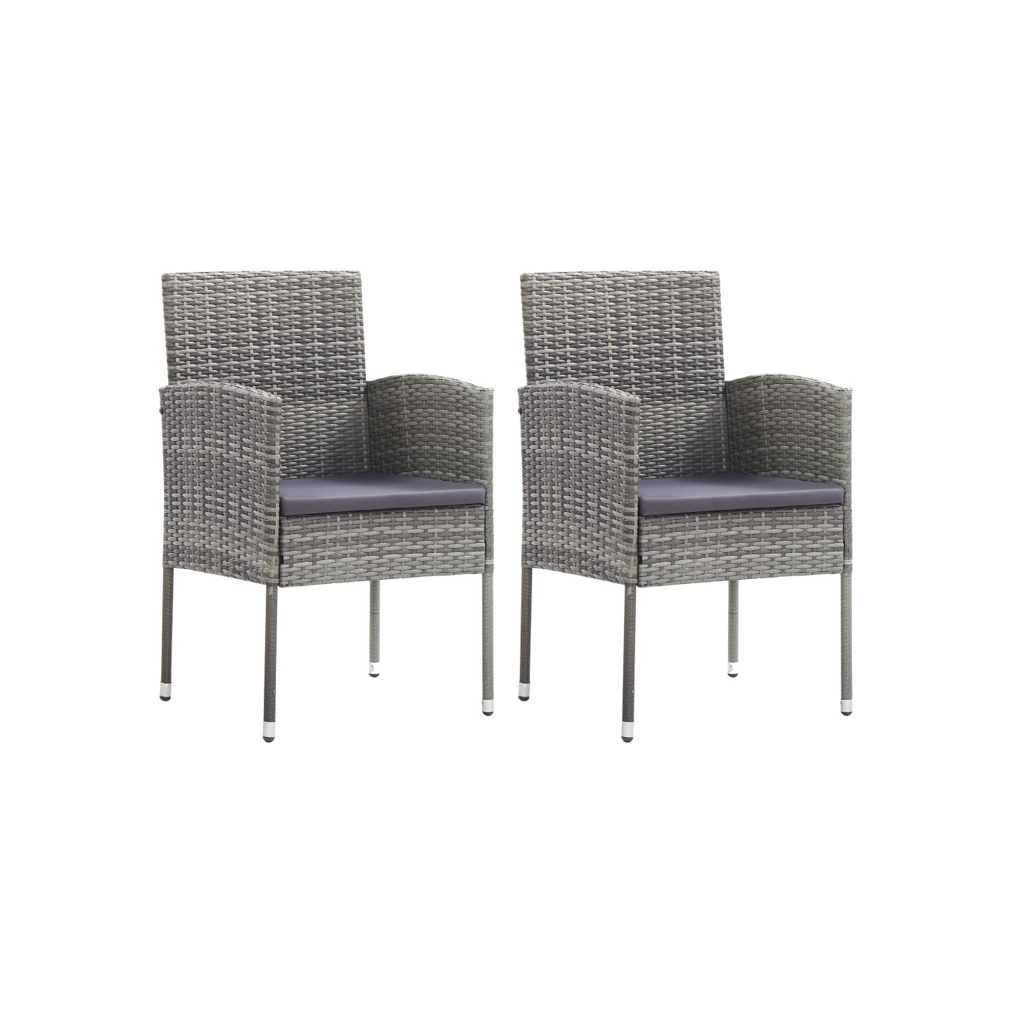 Chaises de jardin coussins gris foncé 2 pcs résine tressée