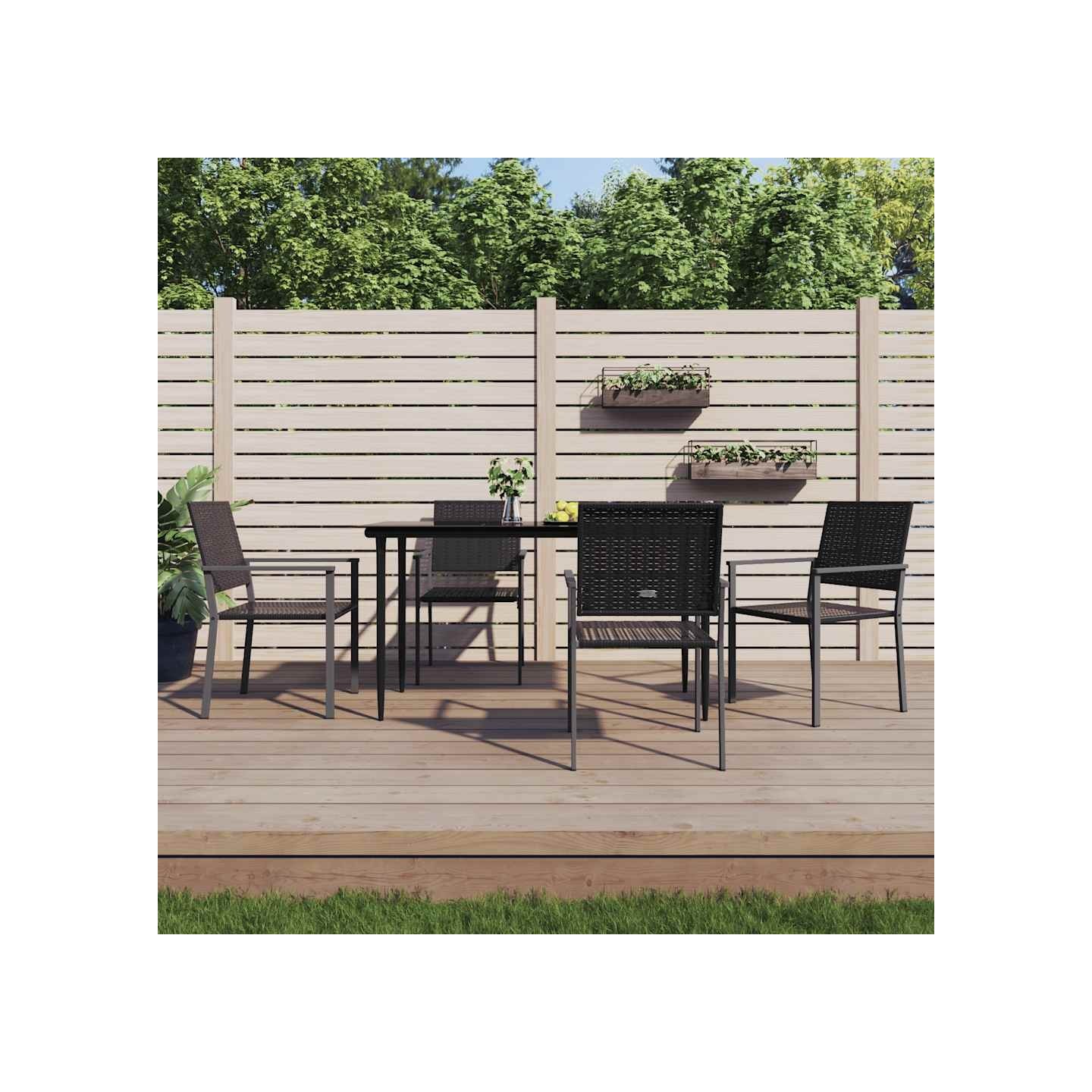 Chaises de jardin lot de 4 noir 54x62,5x89 cm résine tressée
