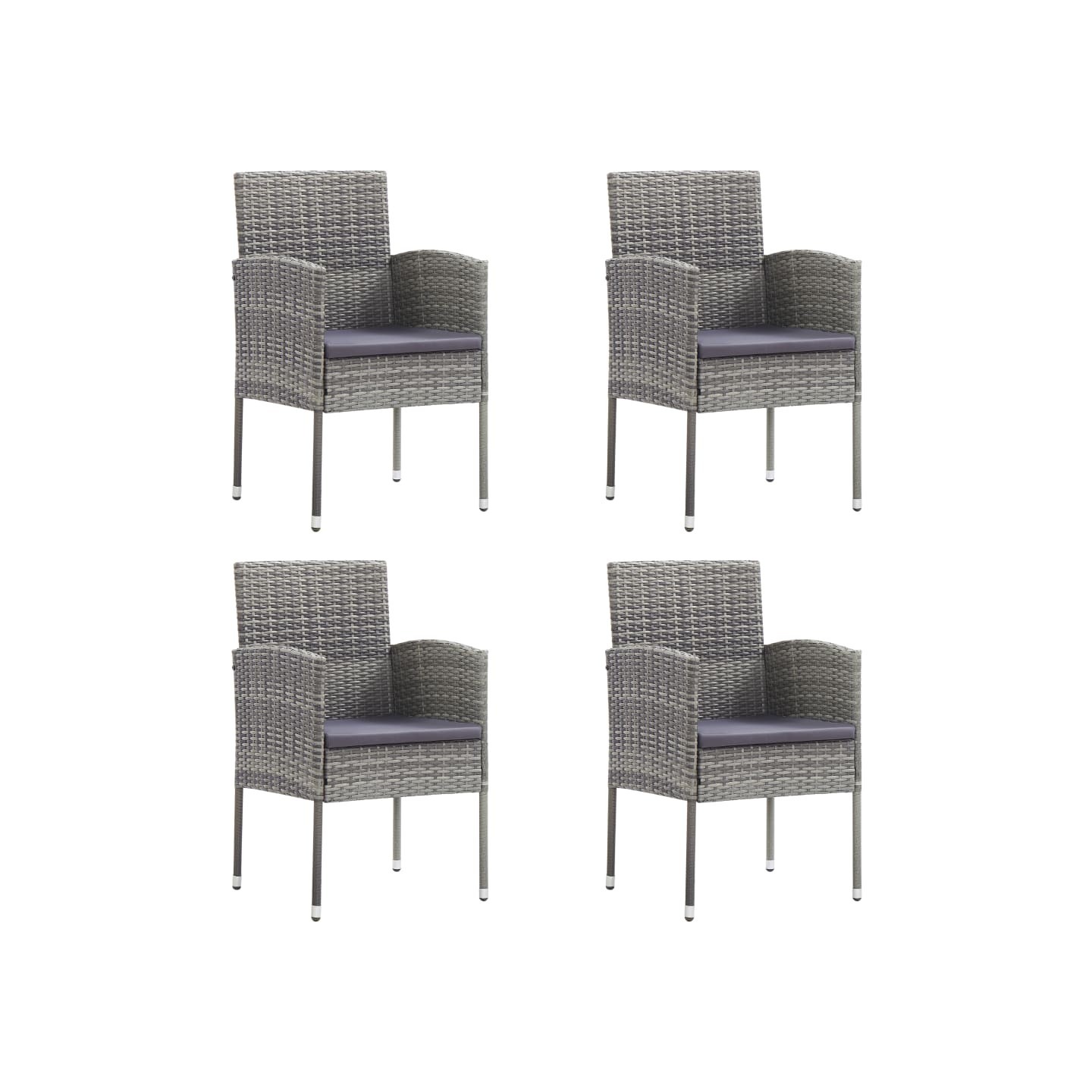 Chaises de jardin coussins gris foncé 4 pcs gris résine tressée