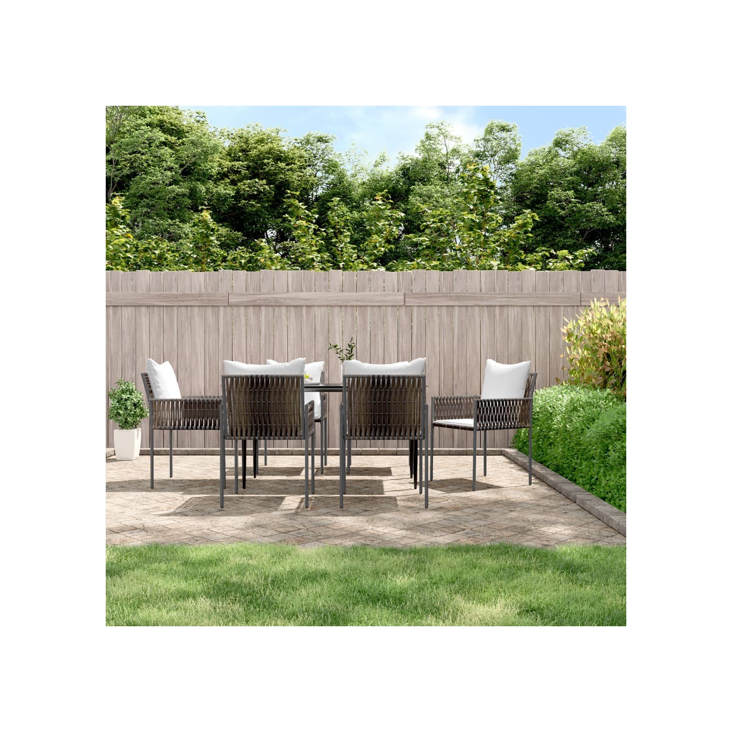 Chaises de jardin et coussins lot de 6 marron 54x61x83 cm rotin
