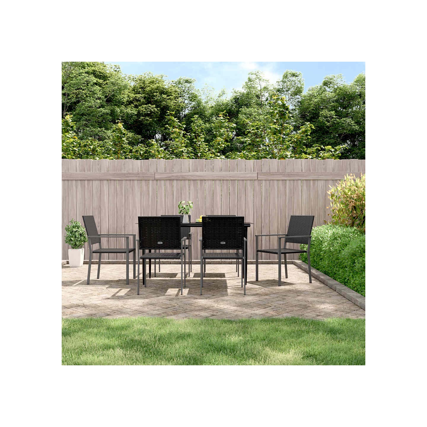 Chaises de jardin lot de 6 noir 54x62,5x89 cm résine tressée