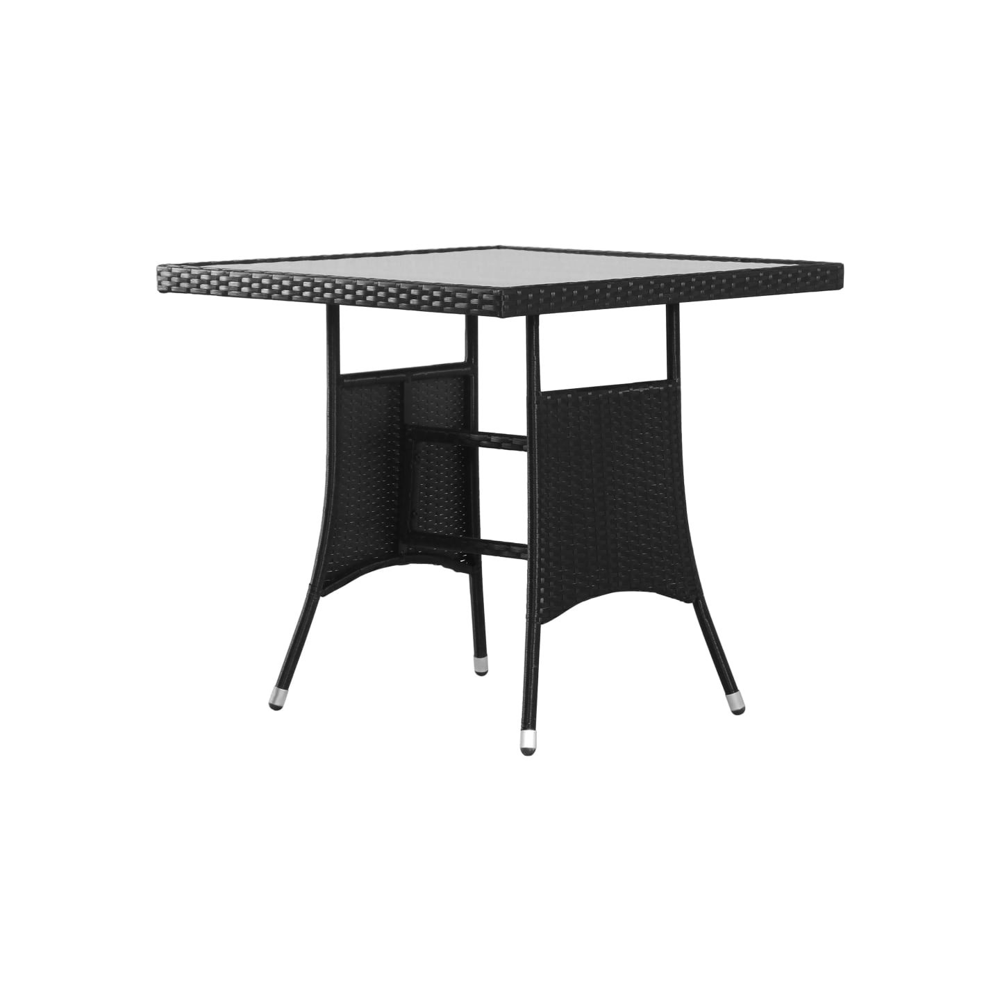 Table de jardin Noir 80x80x74 cm Résine tressée