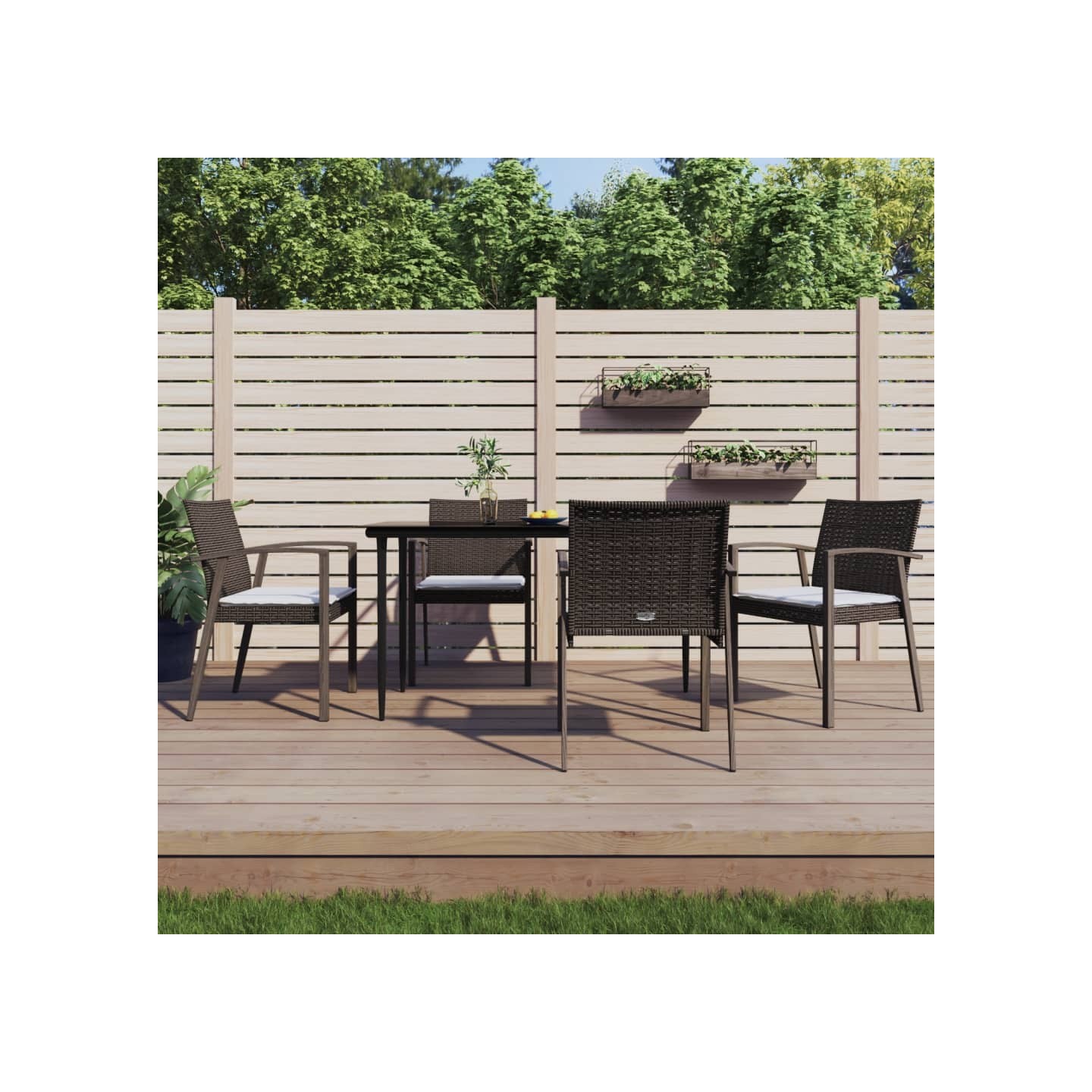 Chaises de jardin coussins lot de 4 marron 56,5x57x83 cm rotin