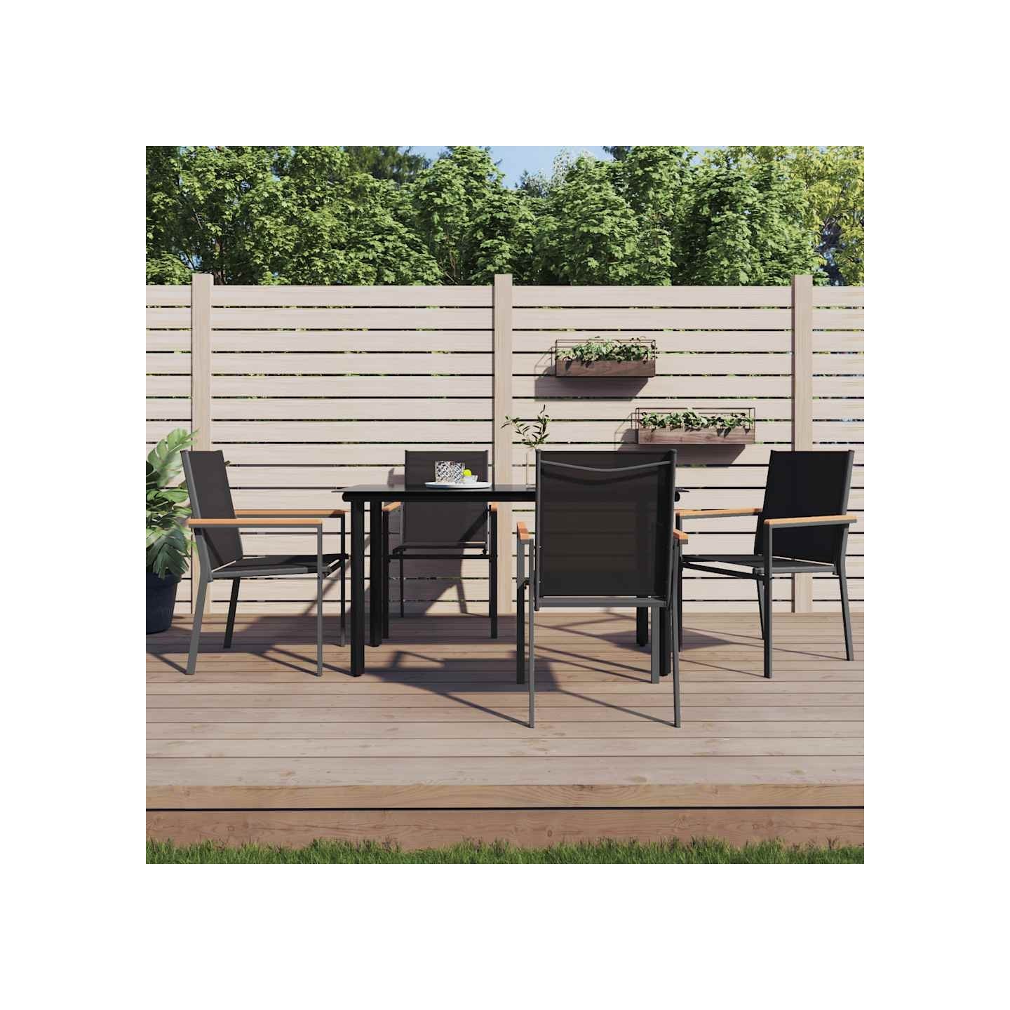 Chaises de jardin lot de 4 noir 55x61,5x90cm textilène et acier