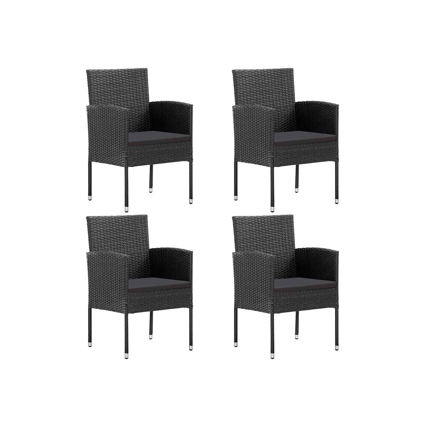 Chaises de jardin coussins noir lot de 4 noir résine tressée