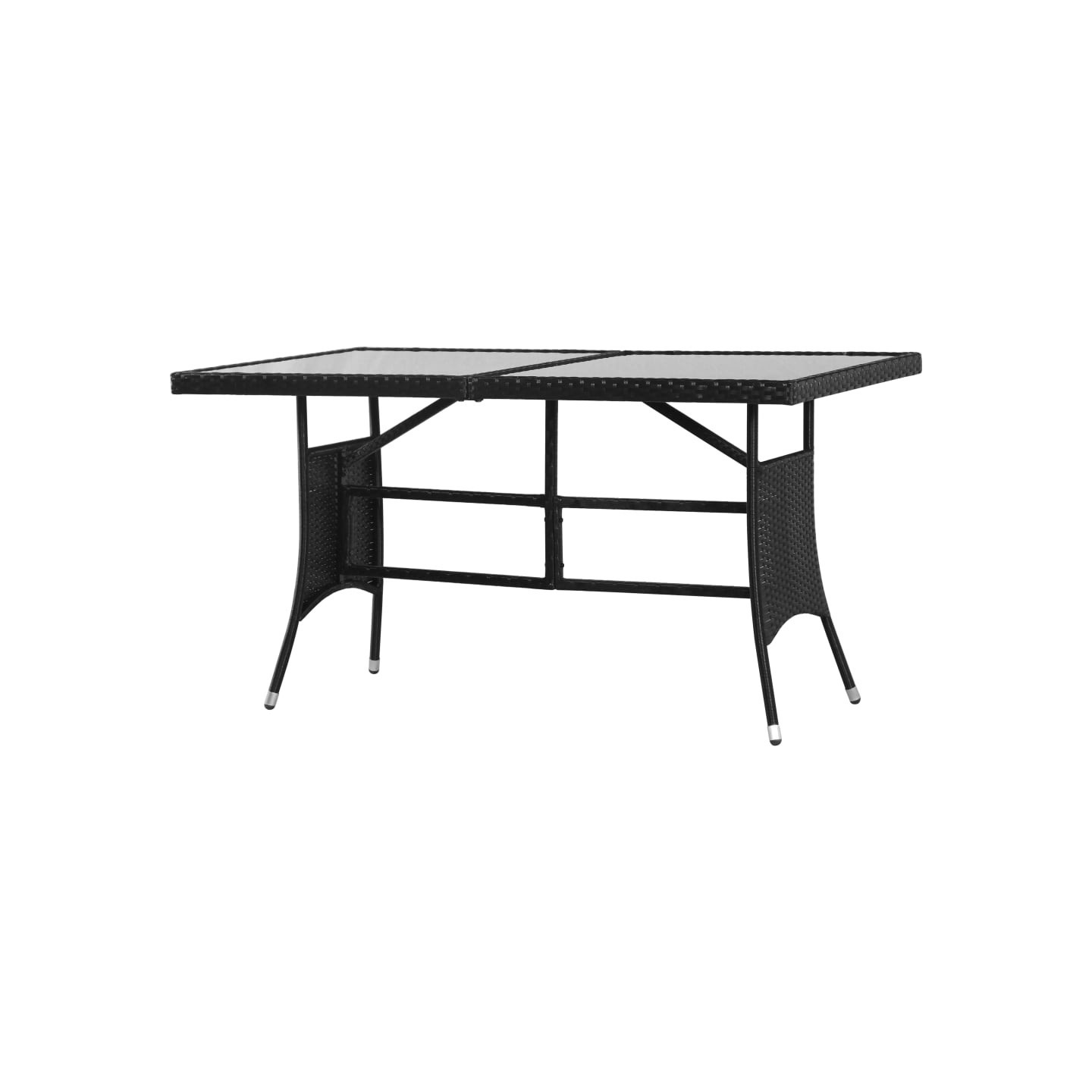 Table de jardin Noir 140x80x74 cm Résine tressée