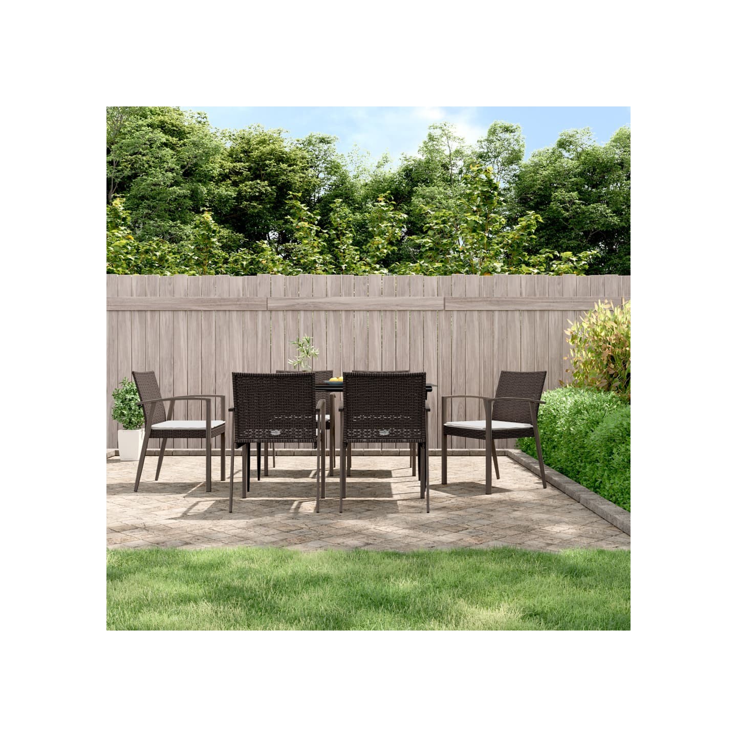 Chaises de jardin coussins lot de 6 marron 56,5x57x83 cm rotin