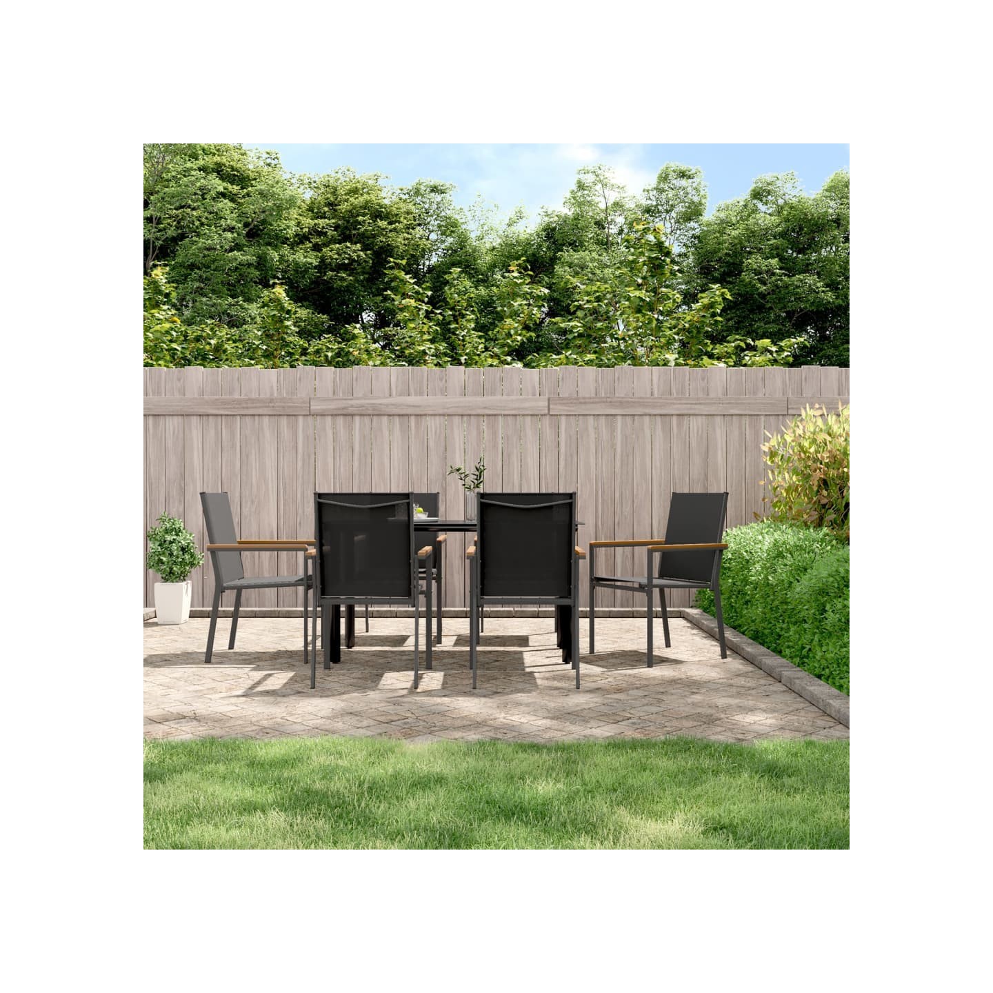 Chaises de jardin lot de 6 noir 55x61,5x90cm textilène et acier