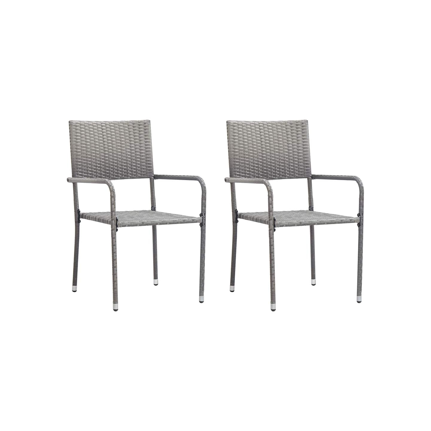 Chaise à dîner de jardin empilable lot de 2 gris résine tressée