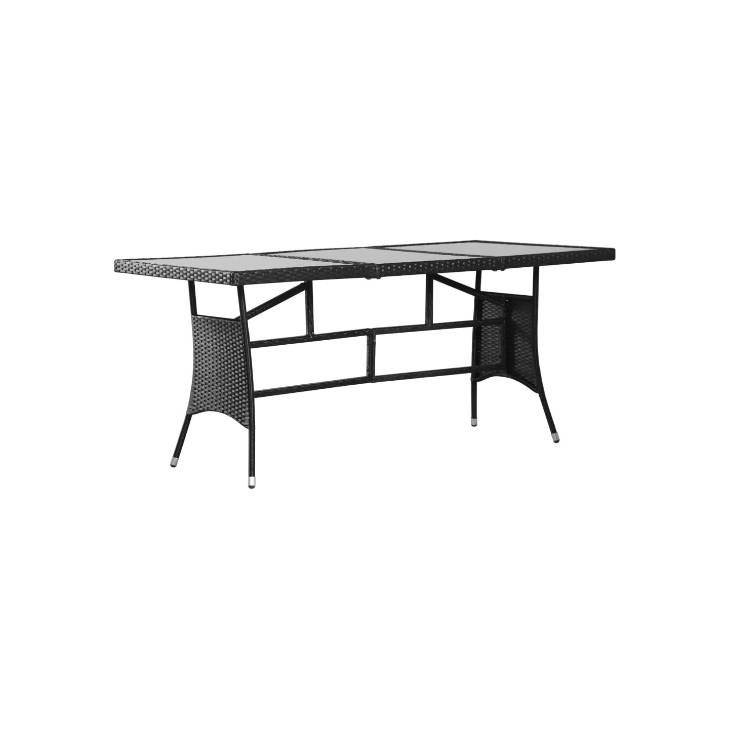 Table de jardin noir 170x80x74 cm résine tressée