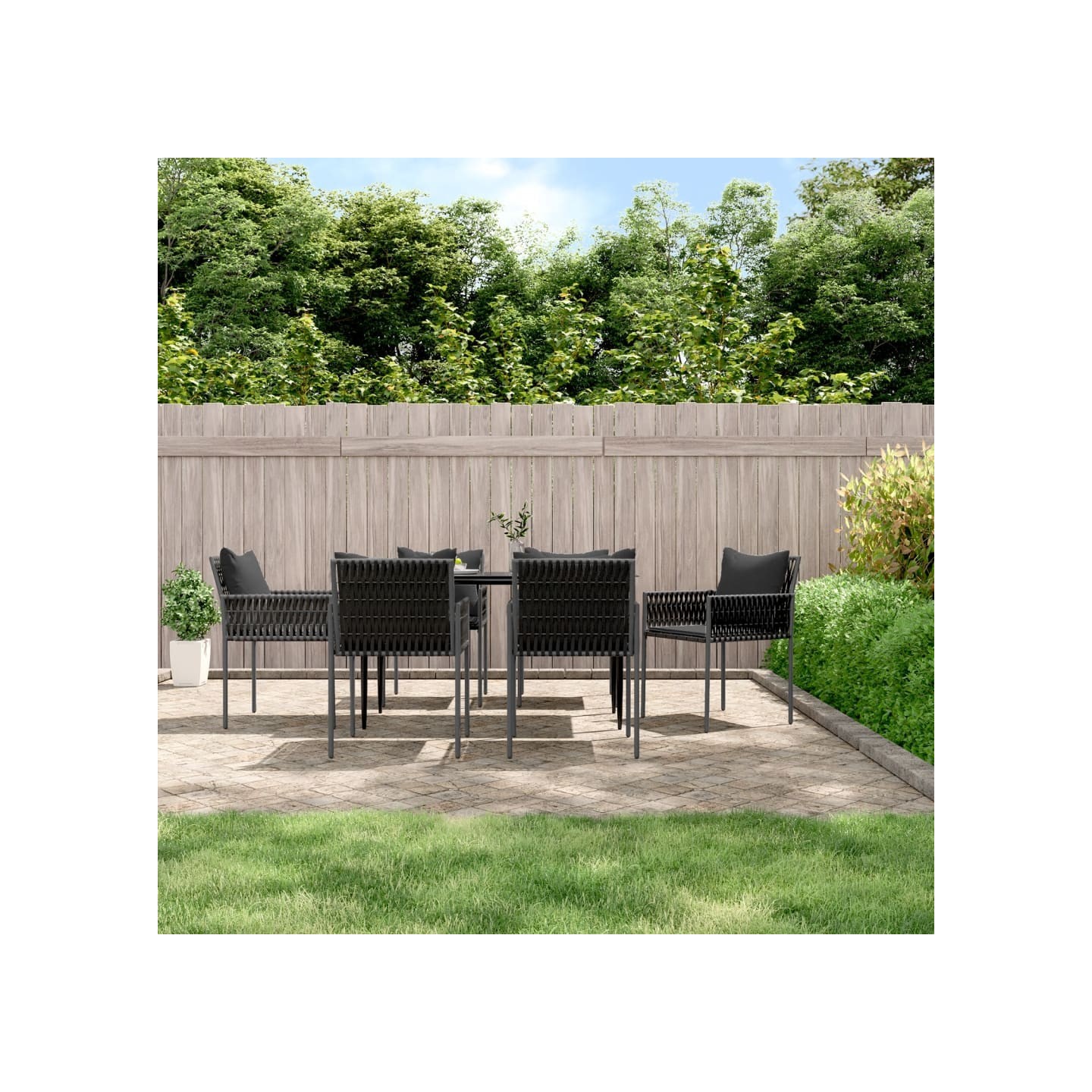 Chaises de jardin avec coussins lot de 6 noir 54x61x83 cm rotin