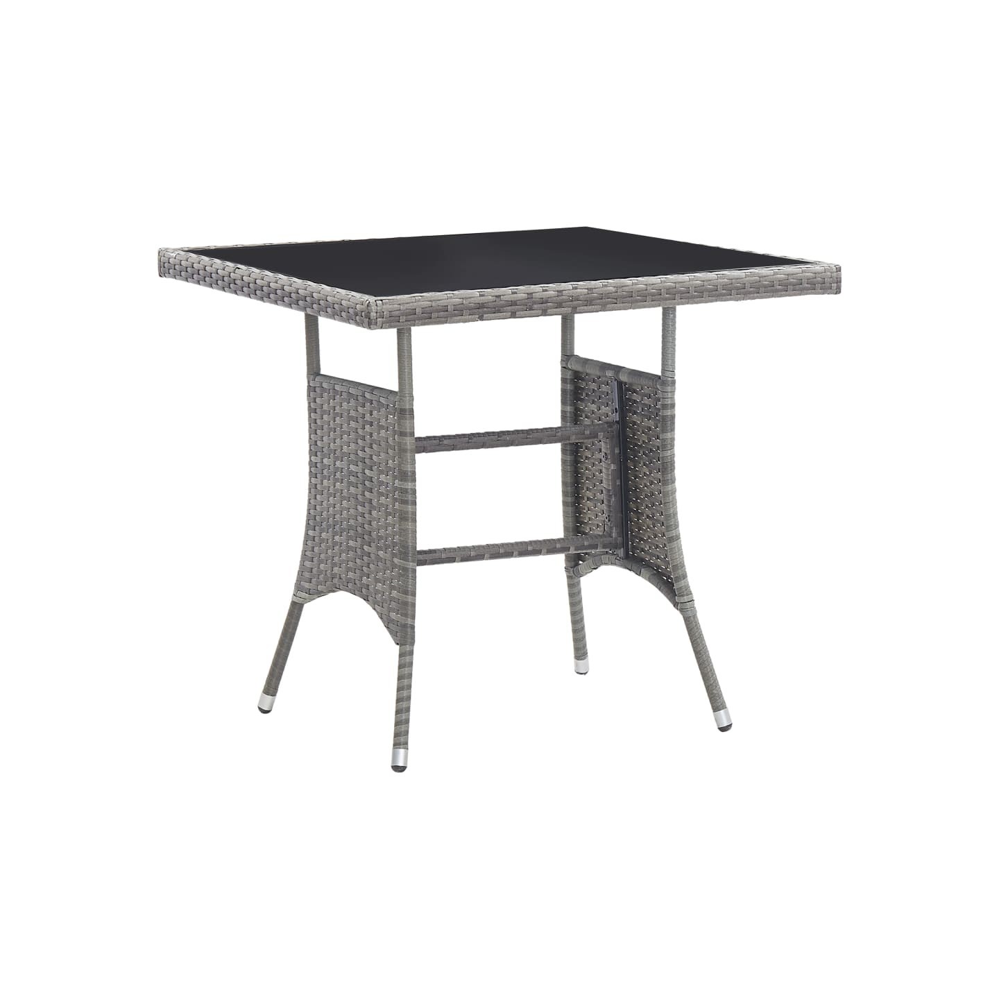 Table de jardin gris 80x80x74 cm résine tressée