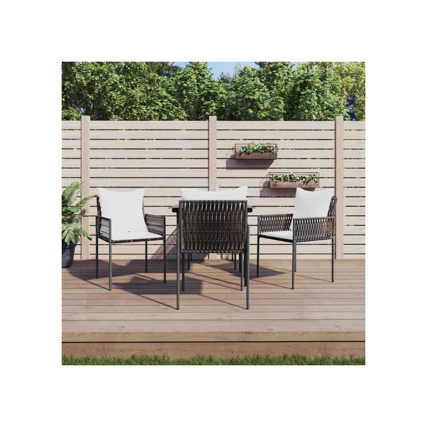 Chaises de jardin et coussins lot de 4 marron 54x61x83 cm rotin