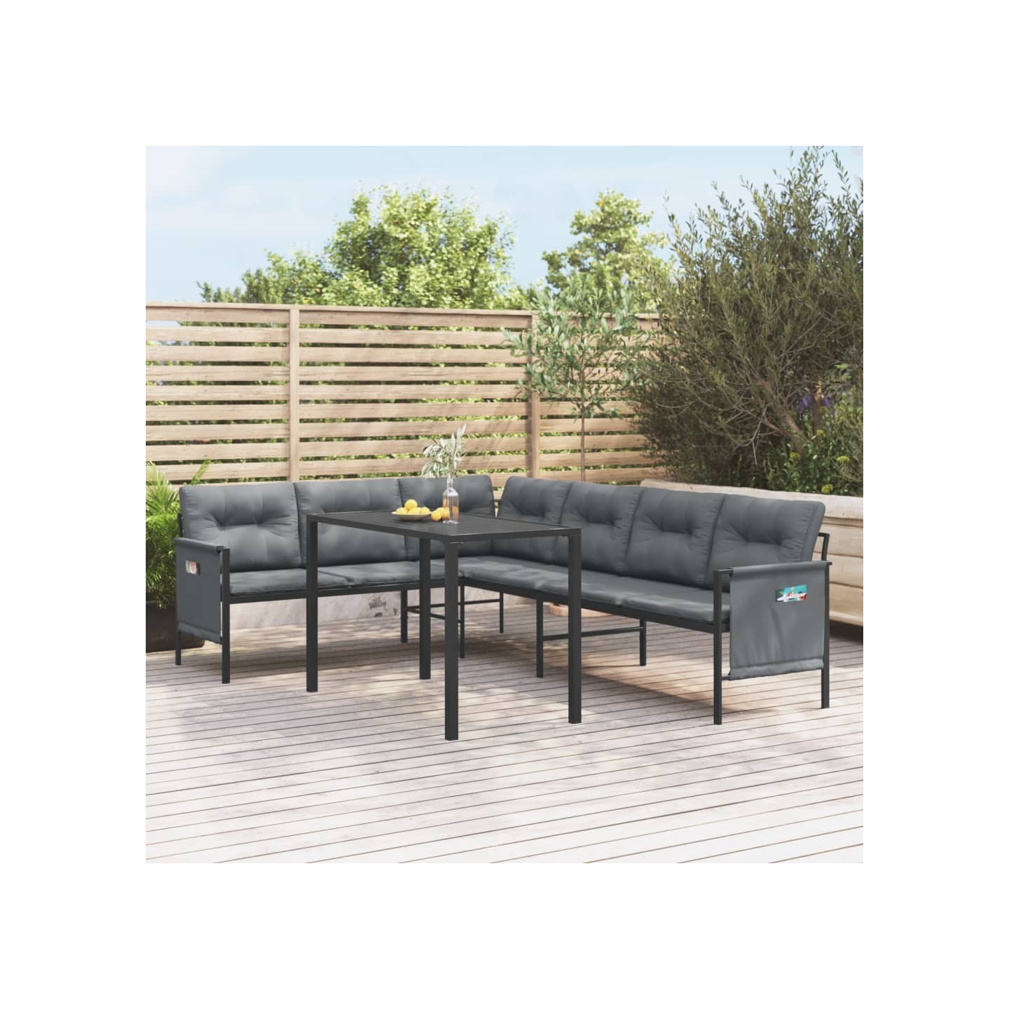 Ensemble à manger de jardin 2 pcs anthracite acier