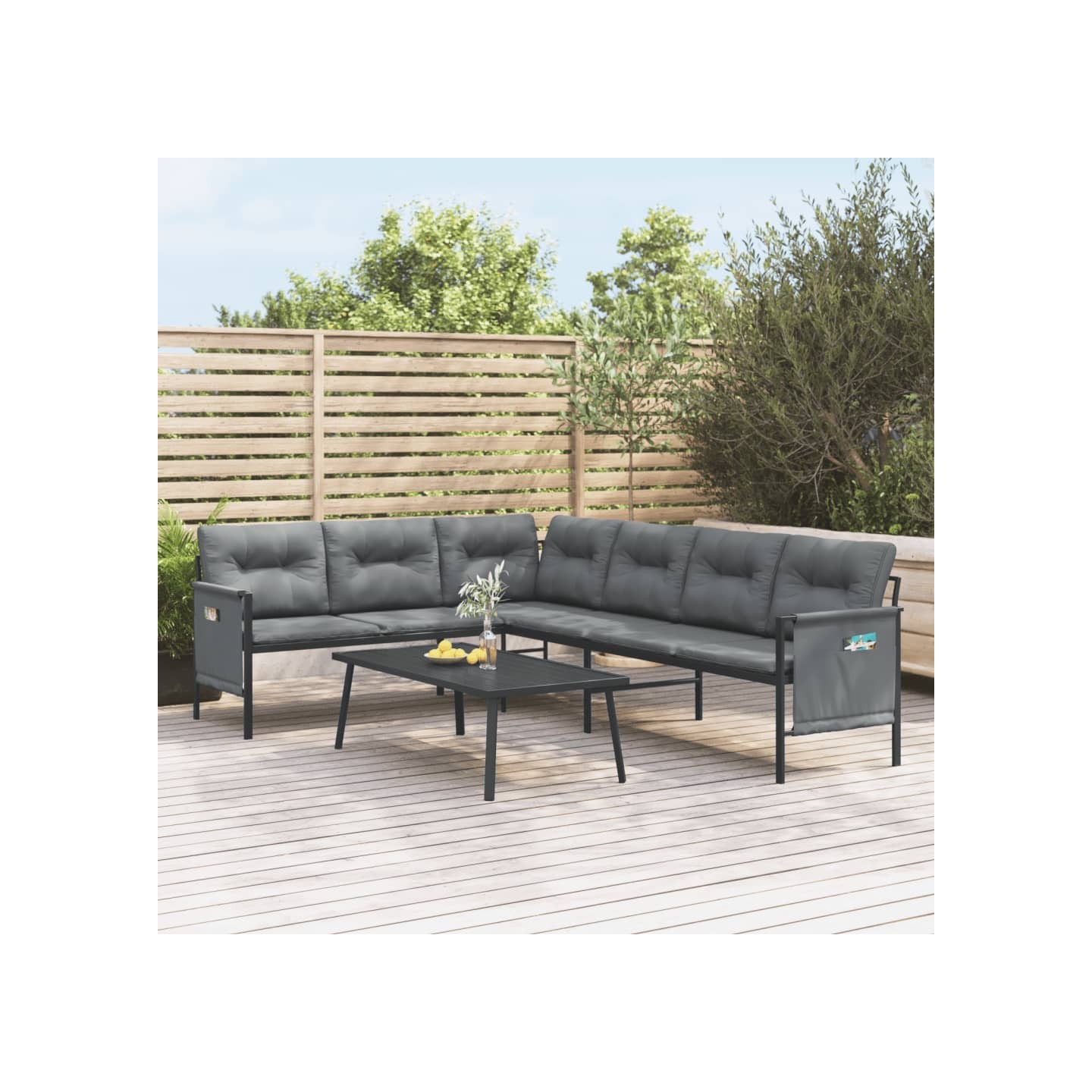 Salon de jardin 2 pcs anthracite acier