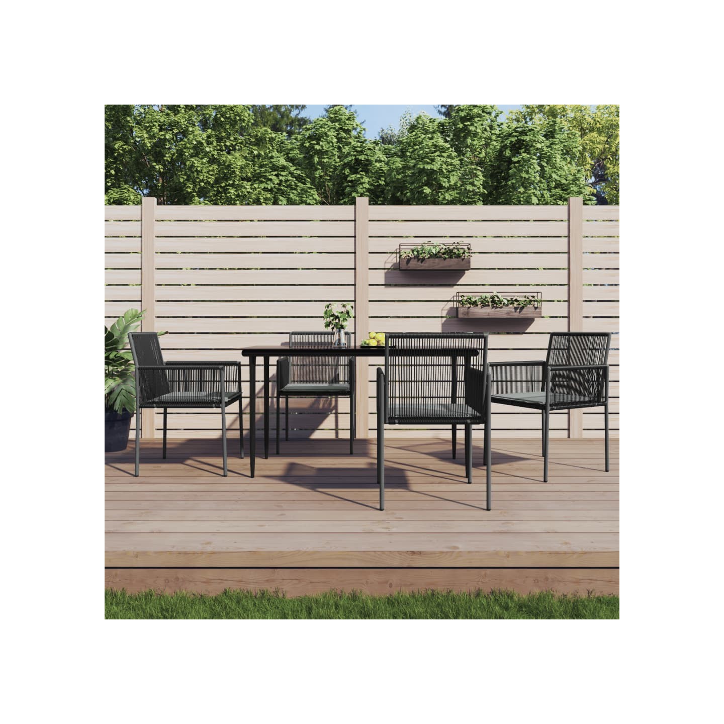 Chaises de jardin et coussins lot de 4 noir 54x60,5x83,5 cm