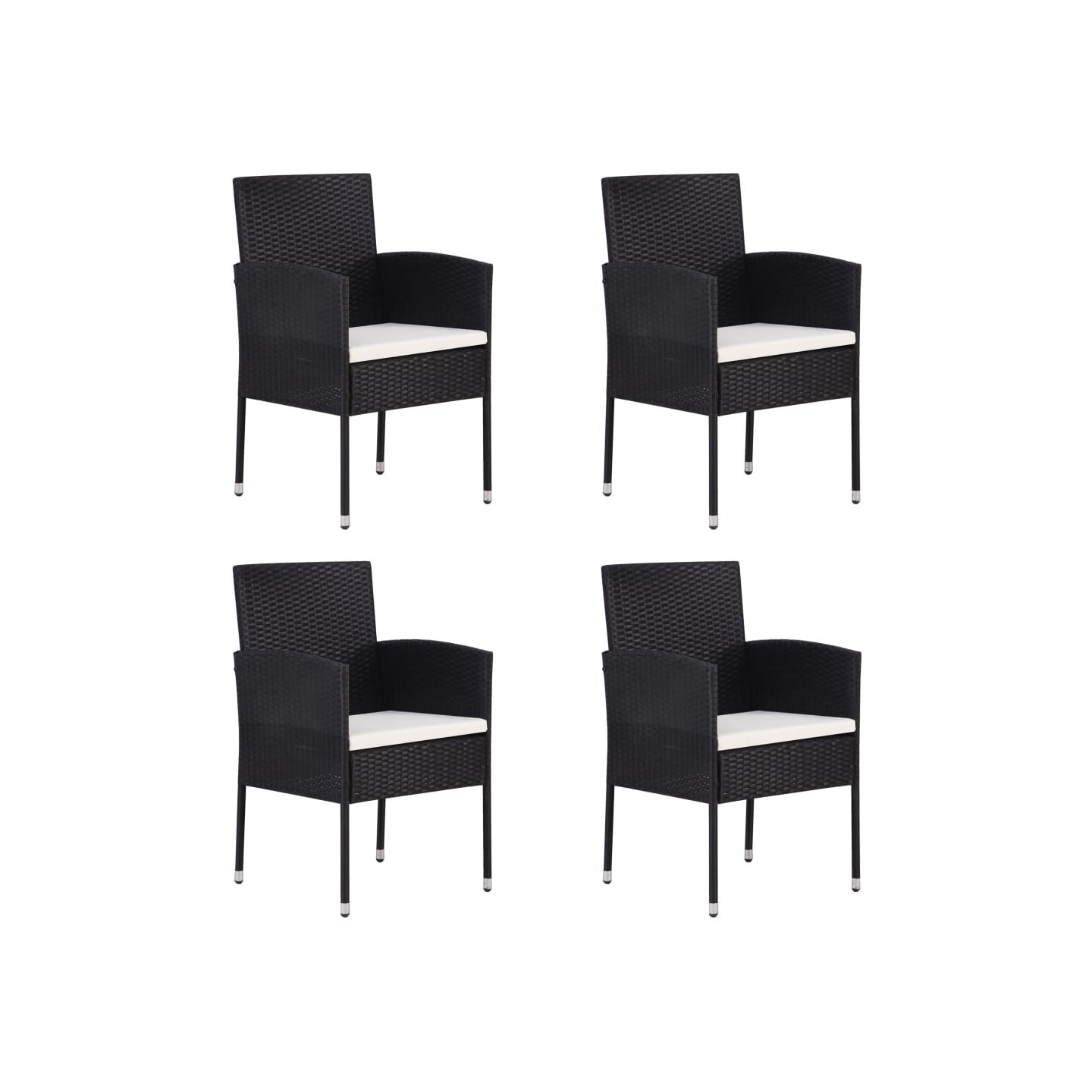 Chaises de jardin coussins blanc crème 4pcs noir résine tressée