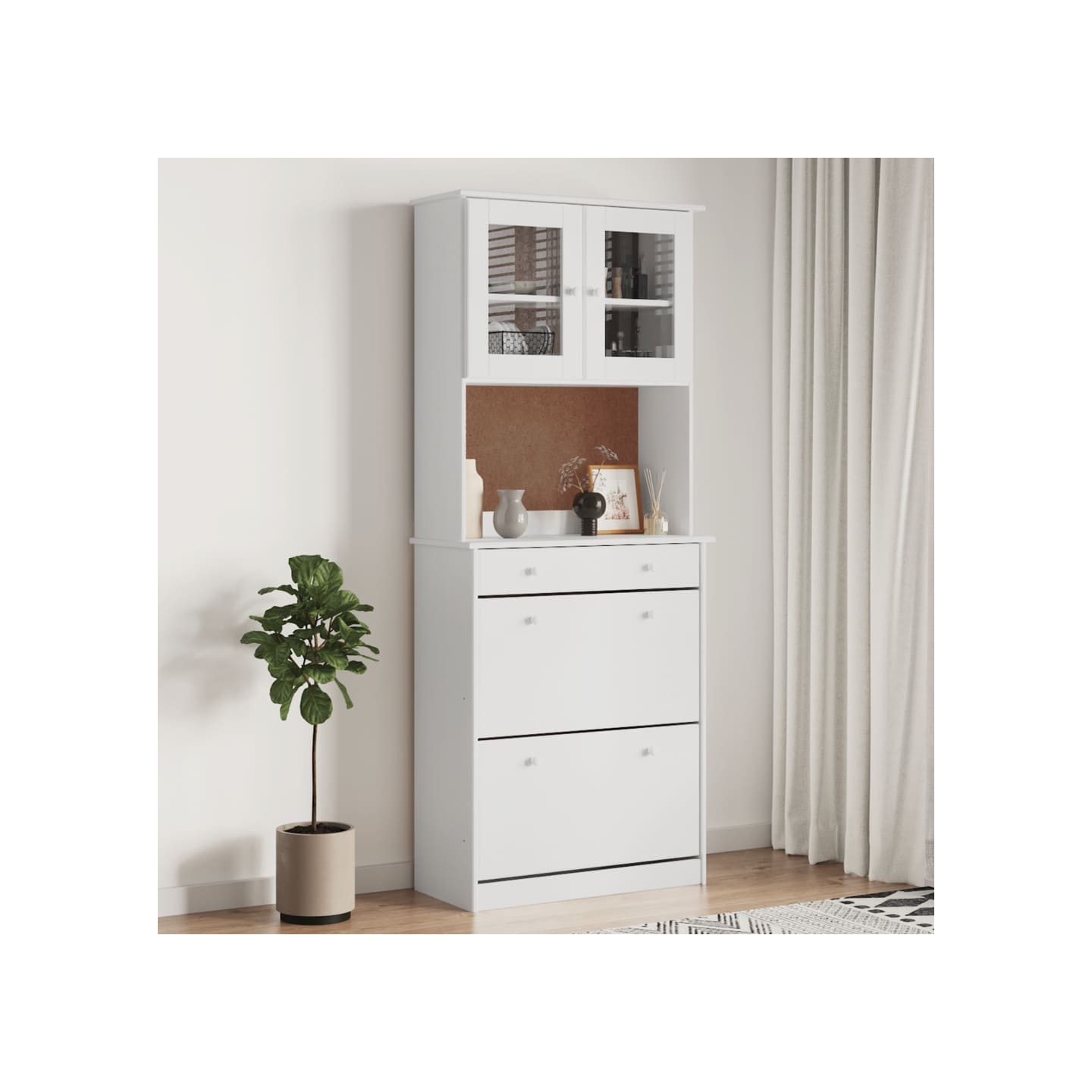 Buffet ALTA blanc 77x35x188 cm bois massif de pin