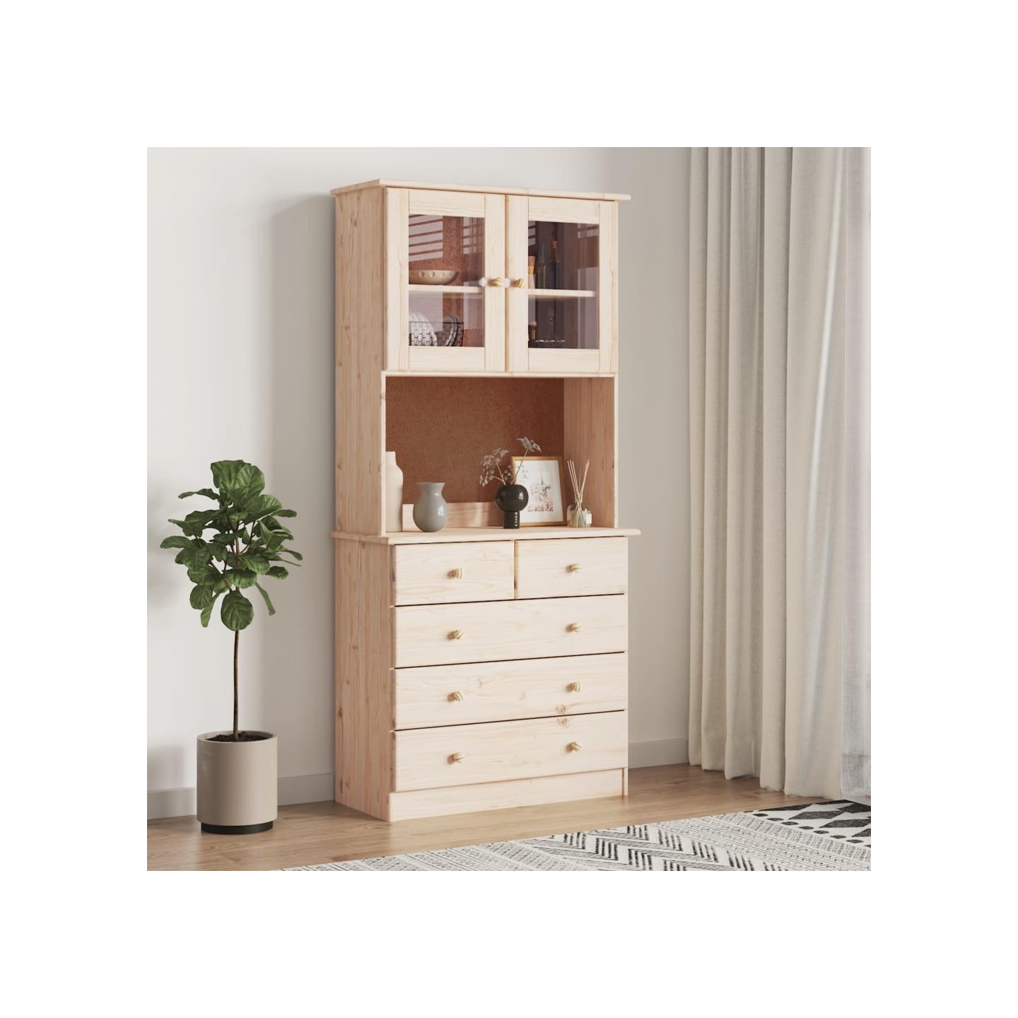 Buffet ALTA 77x35x165 cm bois massif de pin