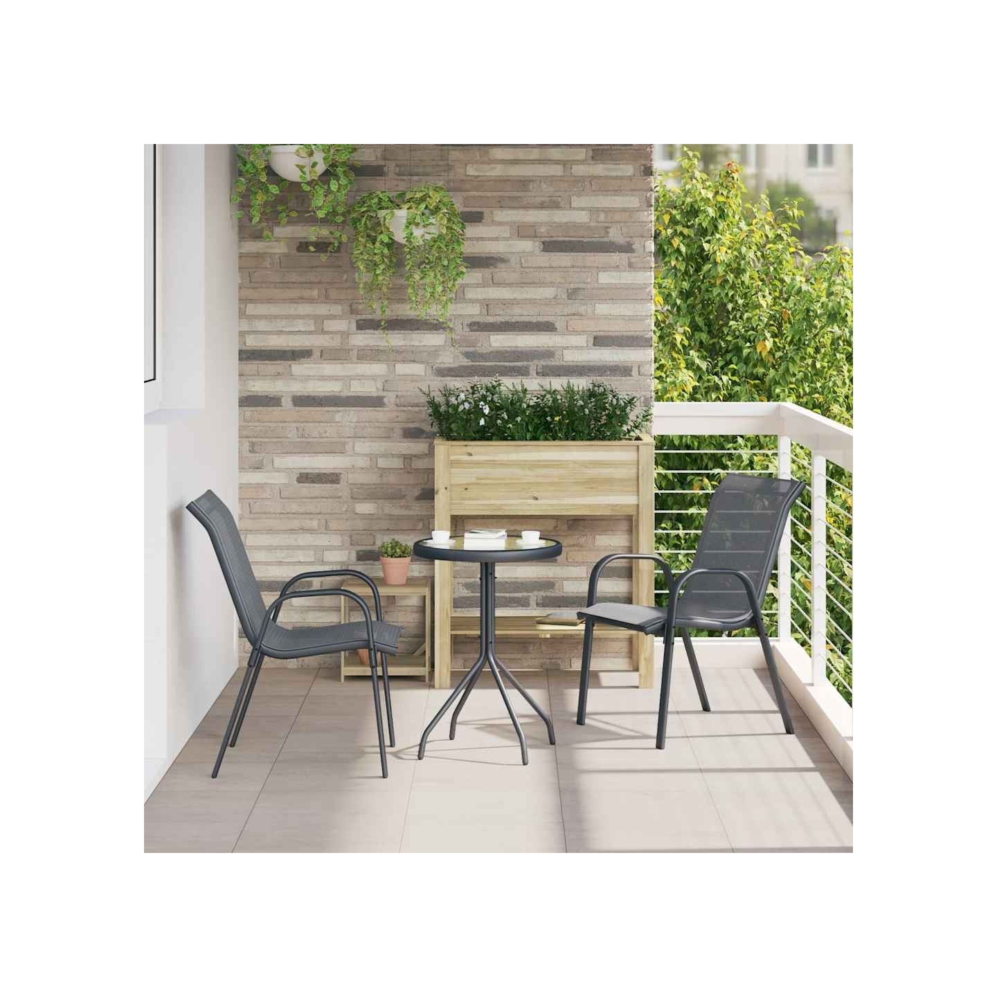 Chaises empilables de jardin lot de 2 Gris Tissu textilène