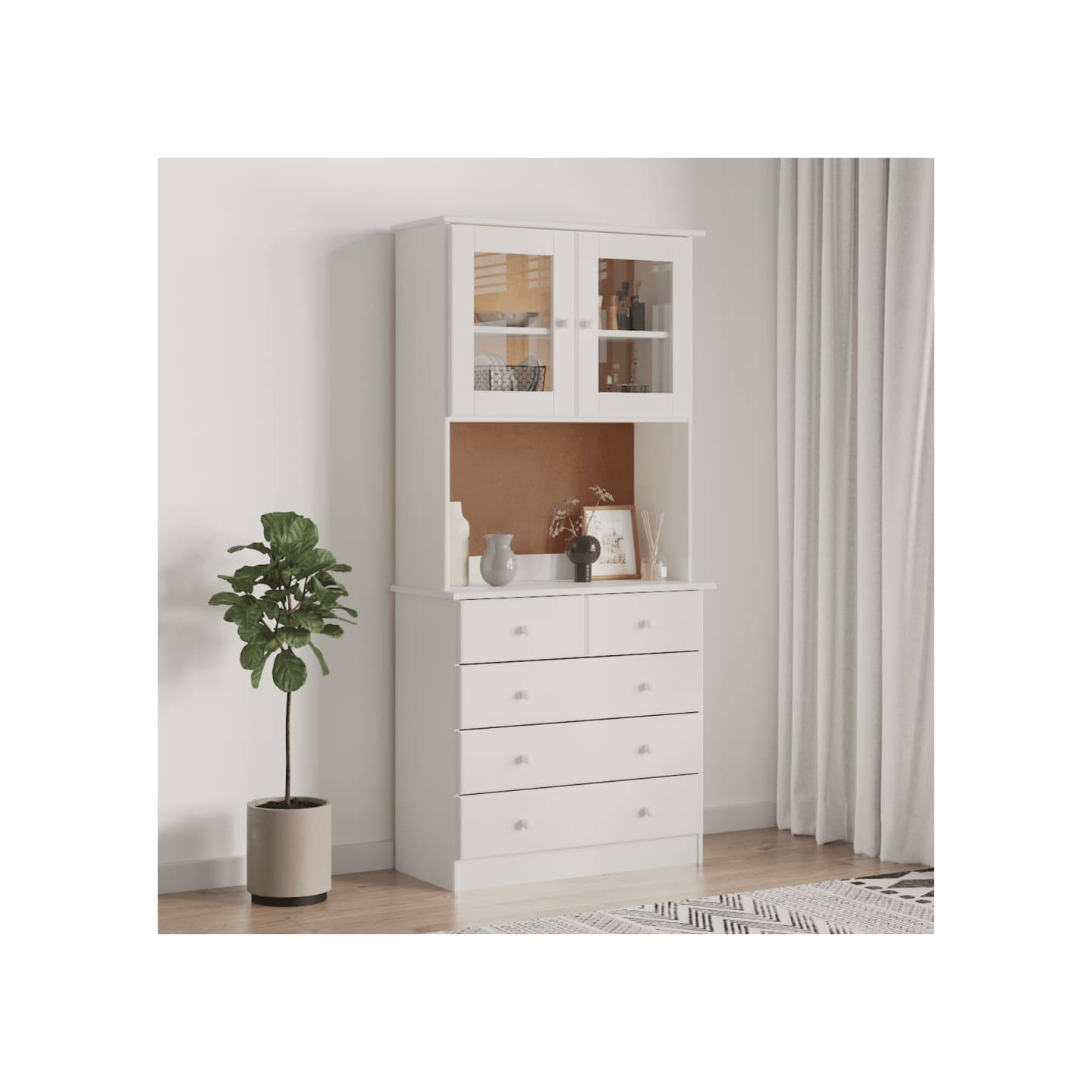 Buffet ALTA blanc 77x35x165 cm bois massif de pin