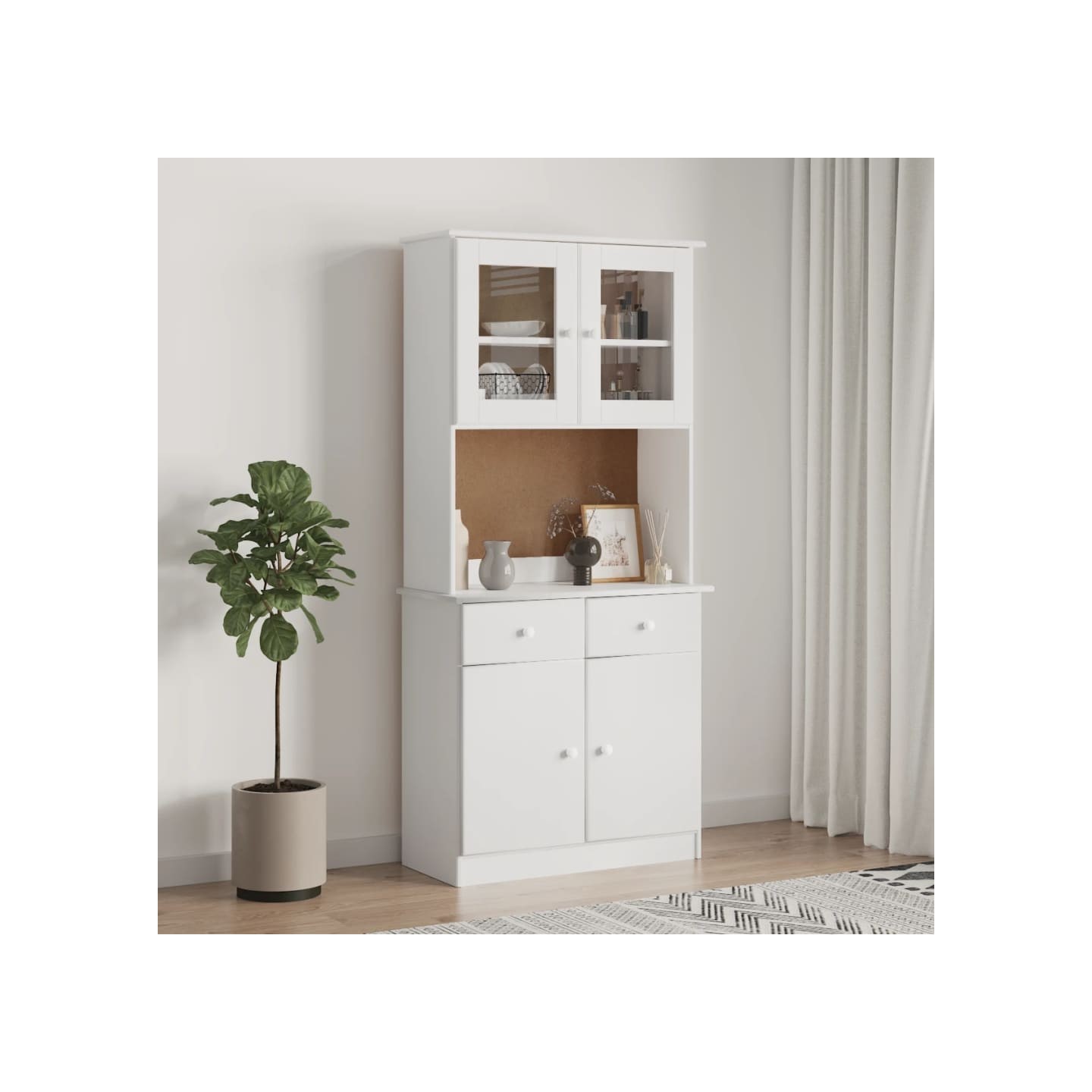 Buffet ALTA blanc 77x35x165 cm bois massif de pin