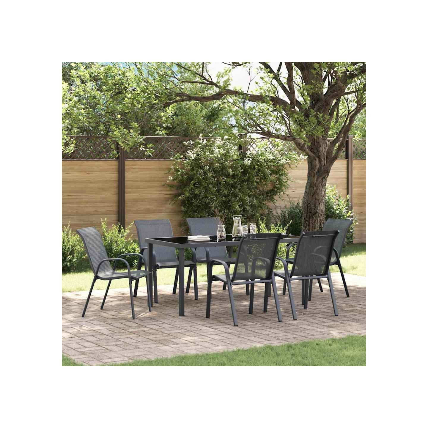Chaises empilables de jardin lot de 6 Gris Tissu textilène