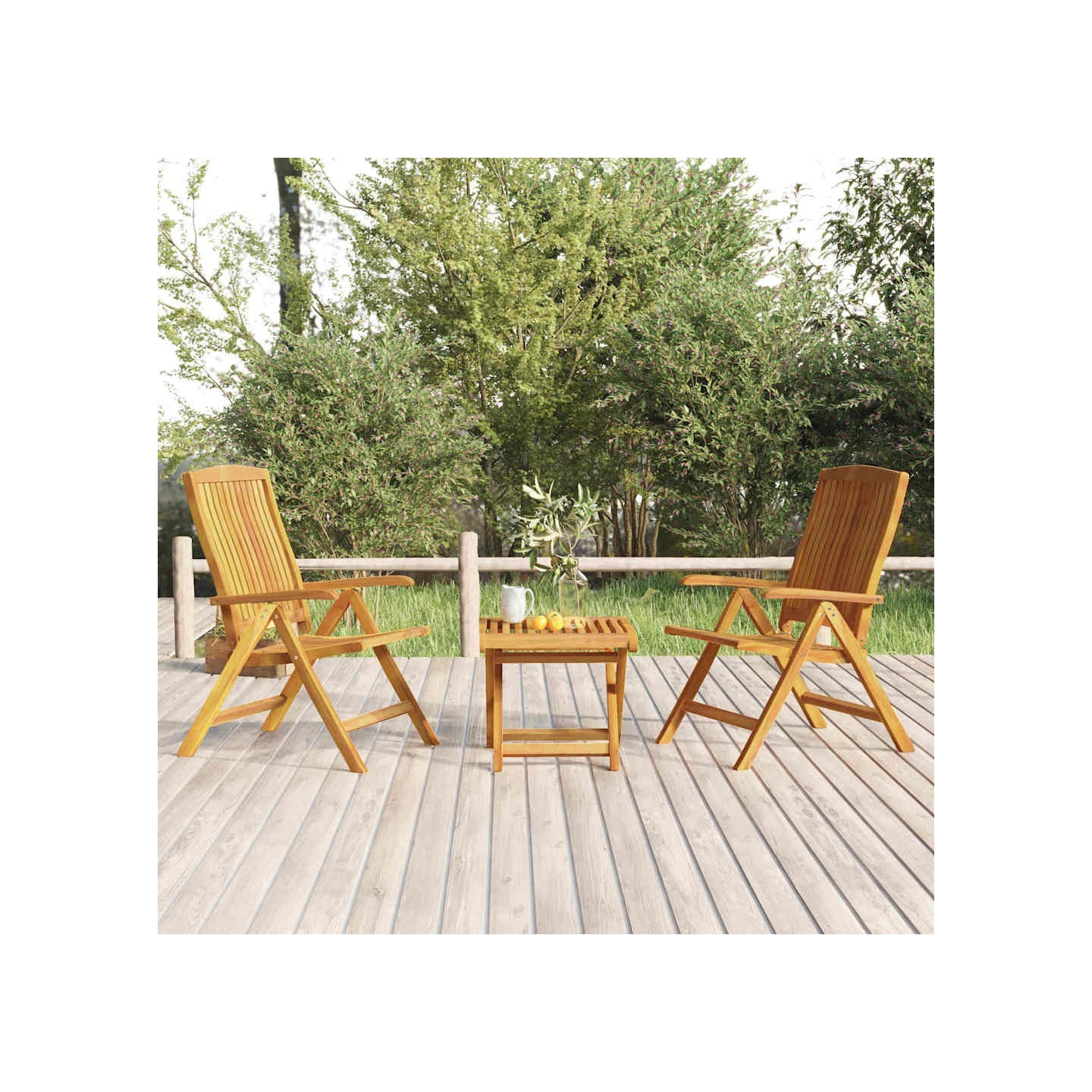 Salon de jardin 3 pcs bois de teck solide