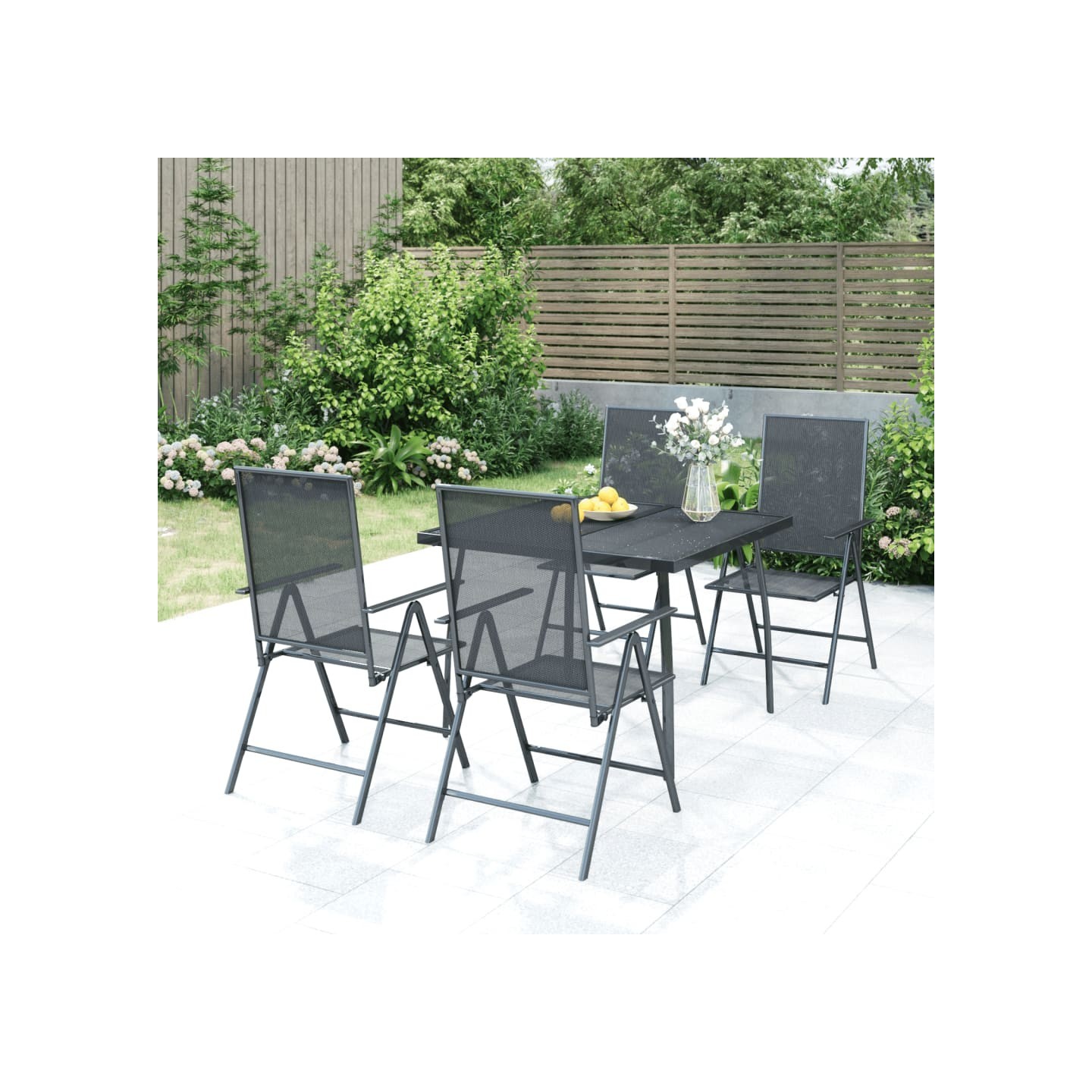 Ensemble à manger de jardin 5 pcs anthracite acier