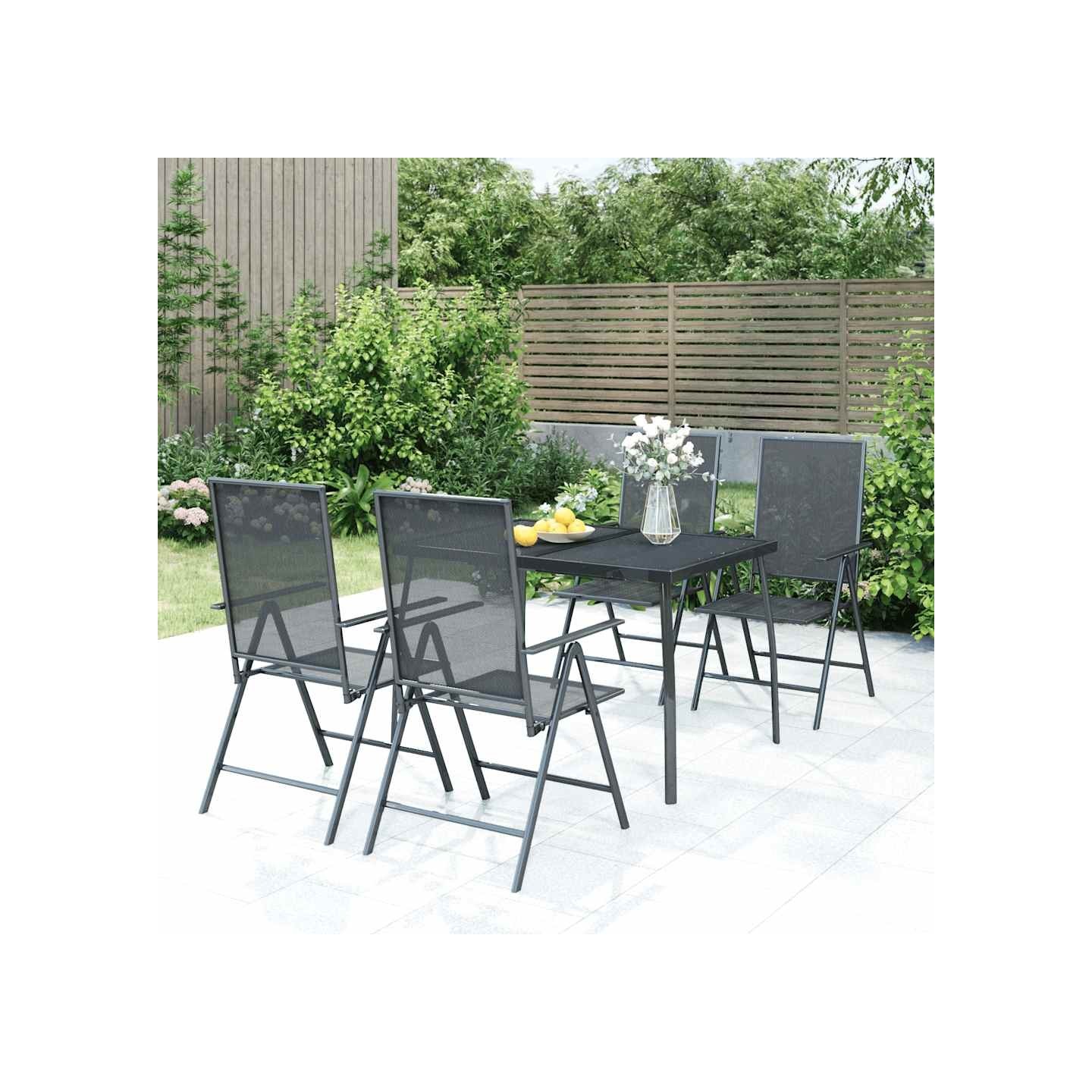 Ensemble à manger de jardin 5 pcs anthracite acier