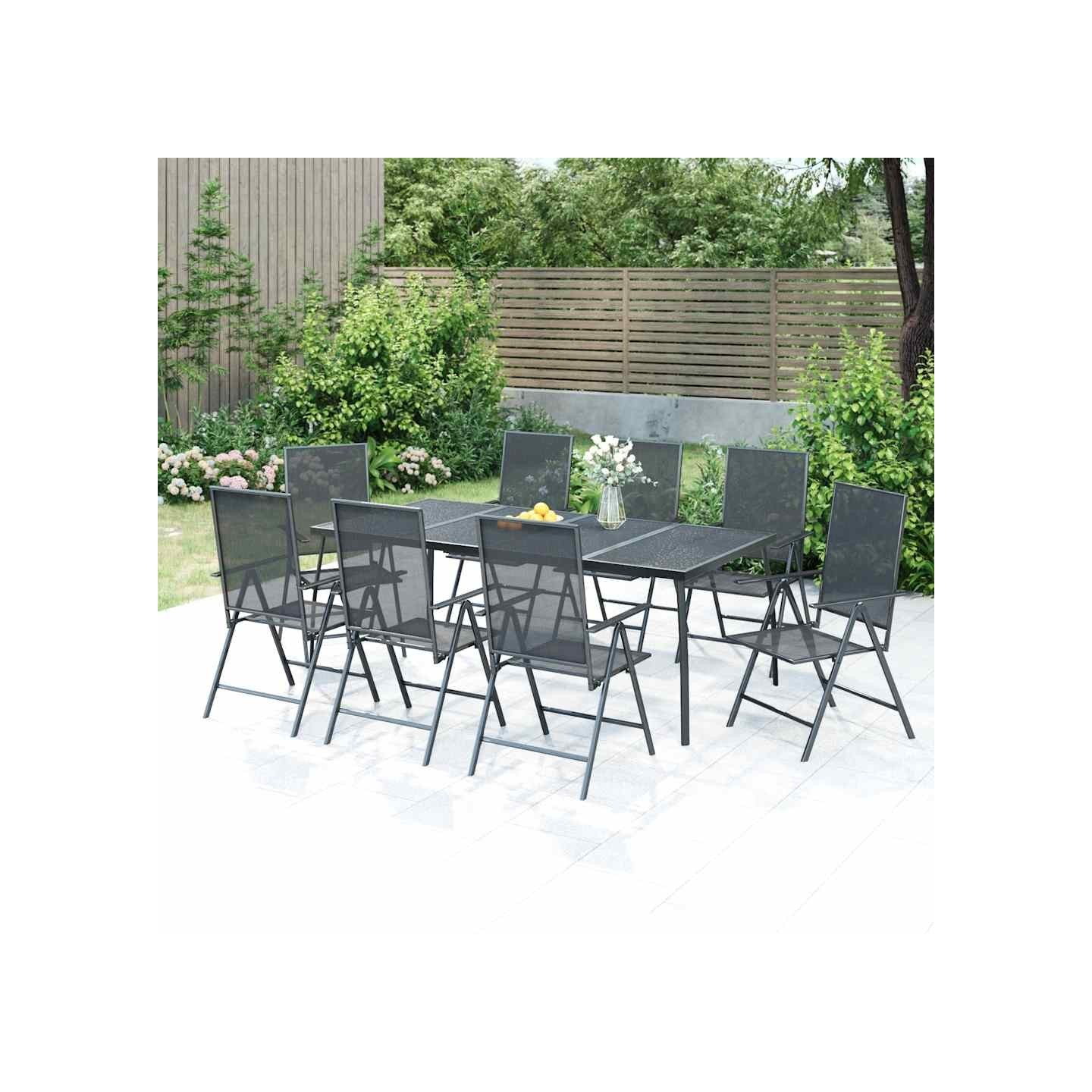 Ensemble à manger de jardin 9 pcs anthracite acier