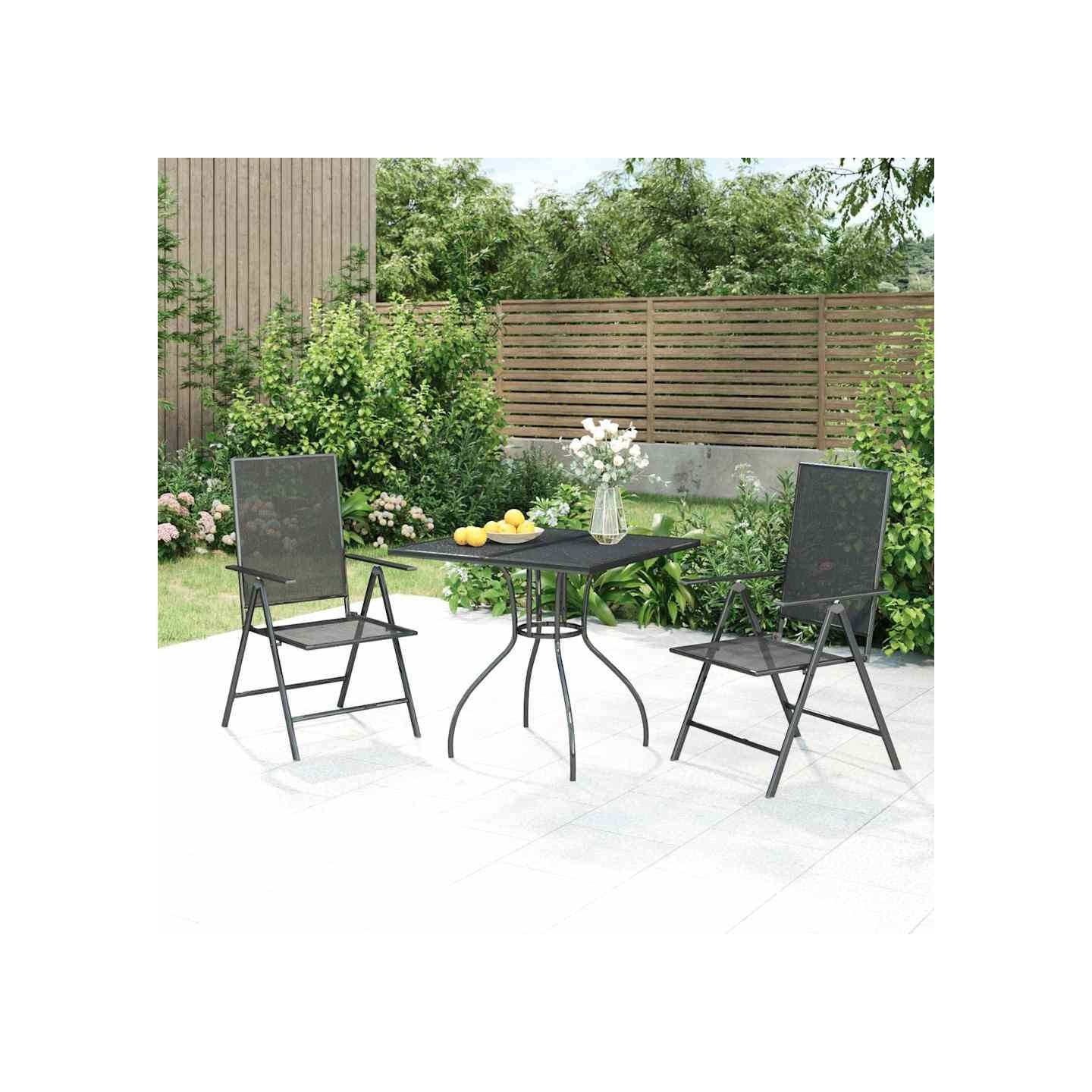 Ensemble à manger de jardin 3 pcs anthracite acier