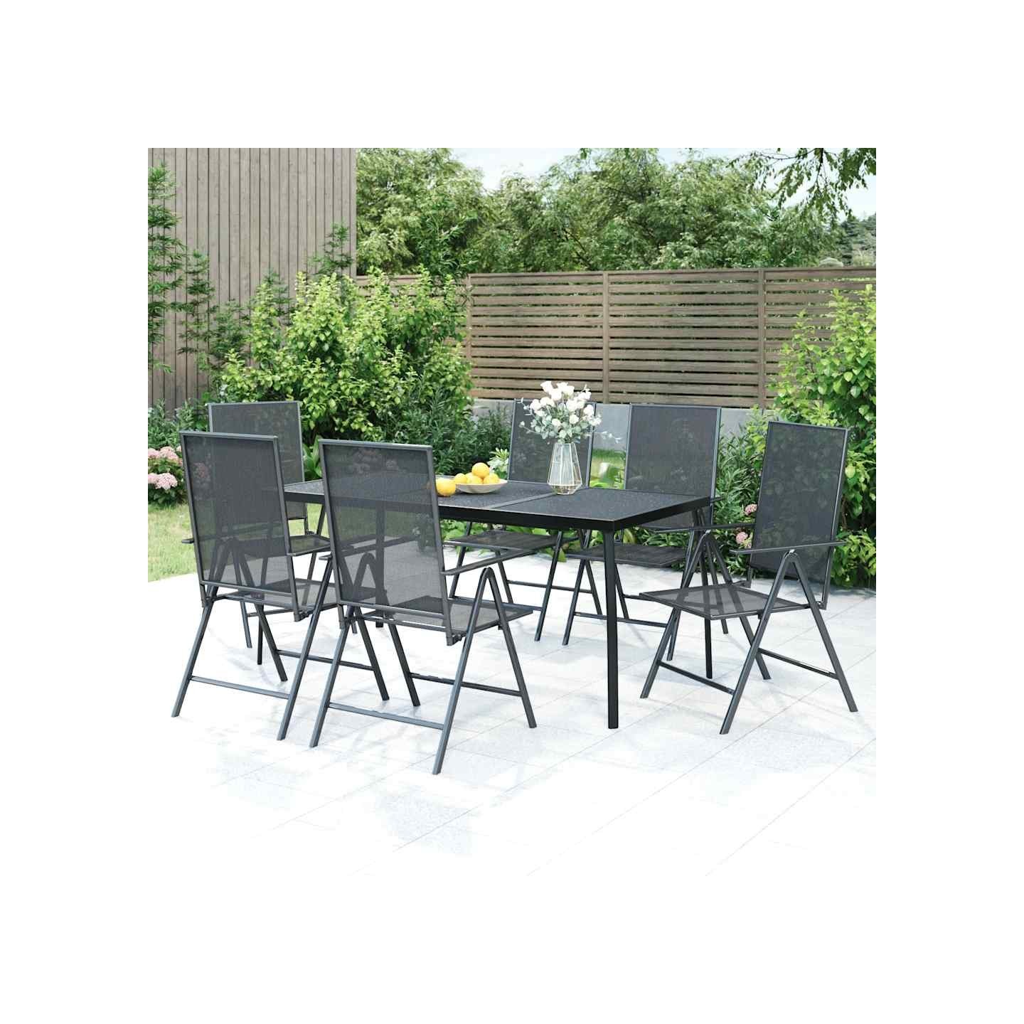 Ensemble à manger de jardin 7 pcs anthracite acier