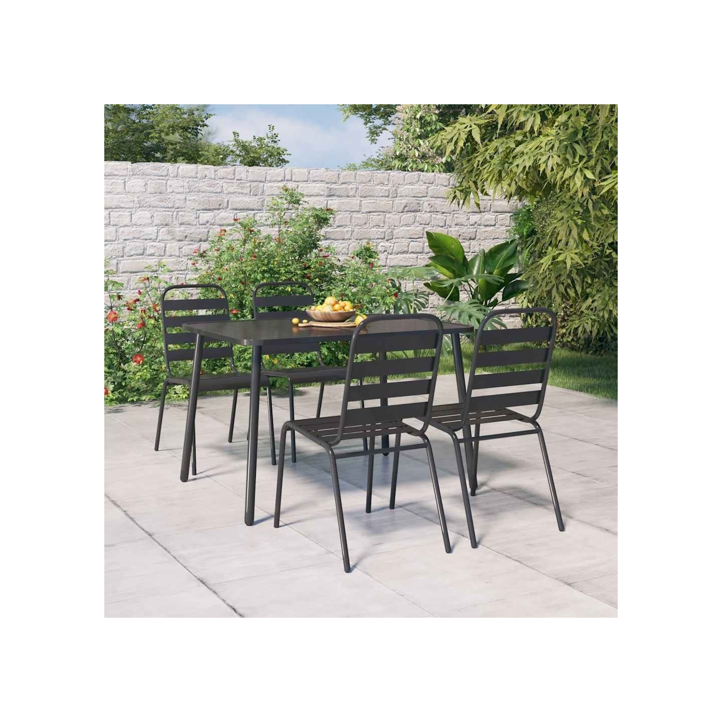 Ensemble à manger de jardin 5 pcs anthracite acier