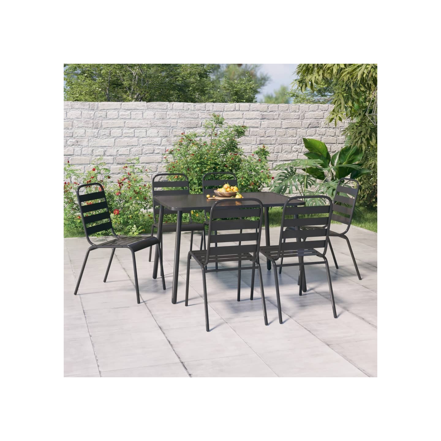 Ensemble à manger de jardin 7 pcs anthracite acier