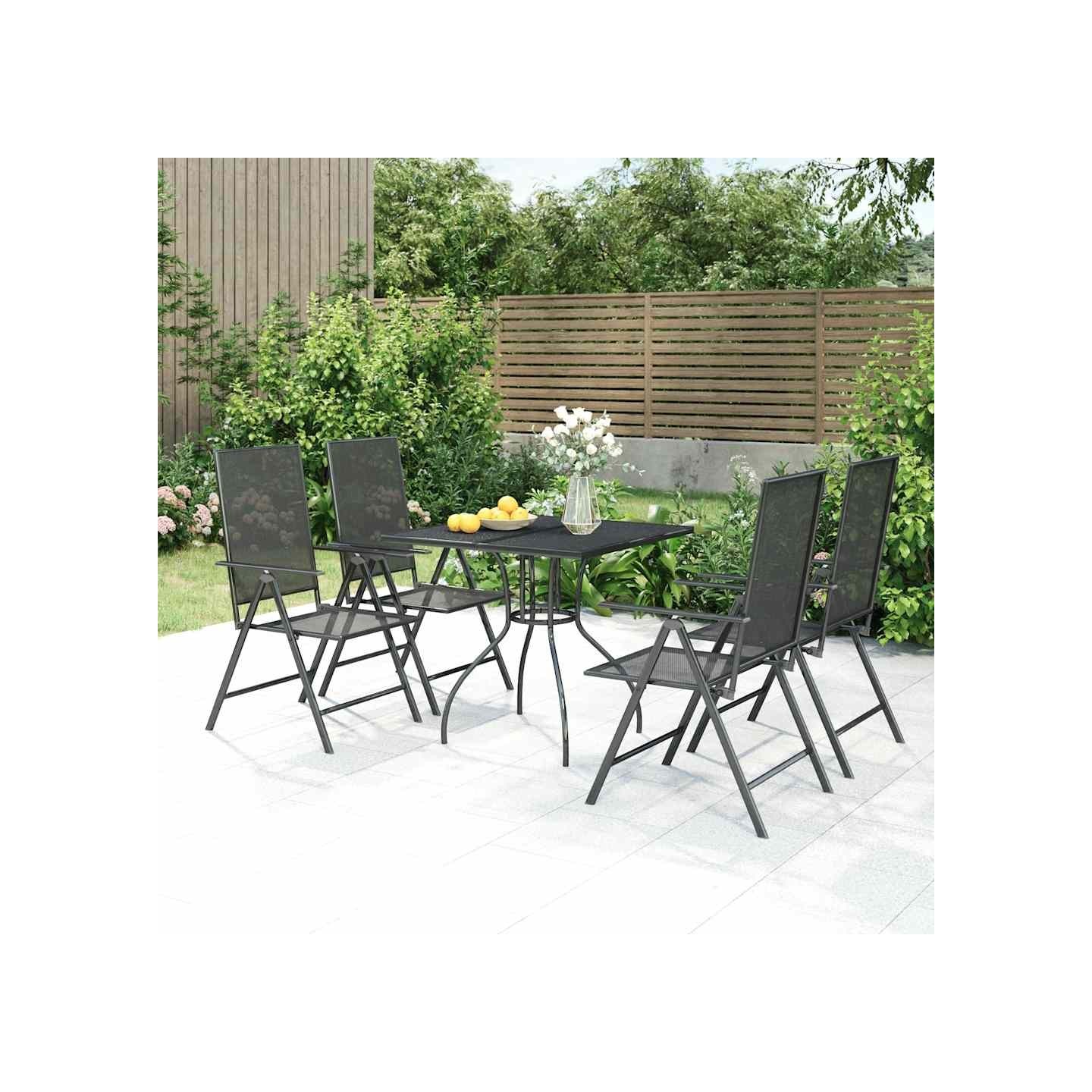 Ensemble à manger de jardin 5 pcs anthracite acier