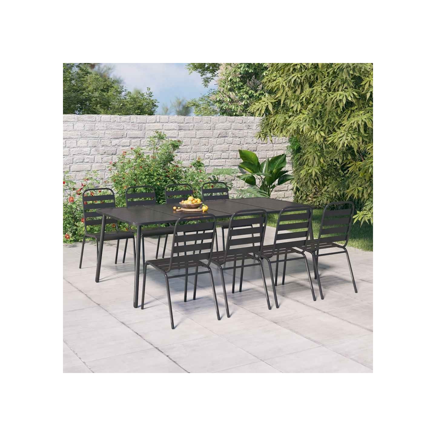Ensemble à manger de jardin 9 pcs anthracite acier
